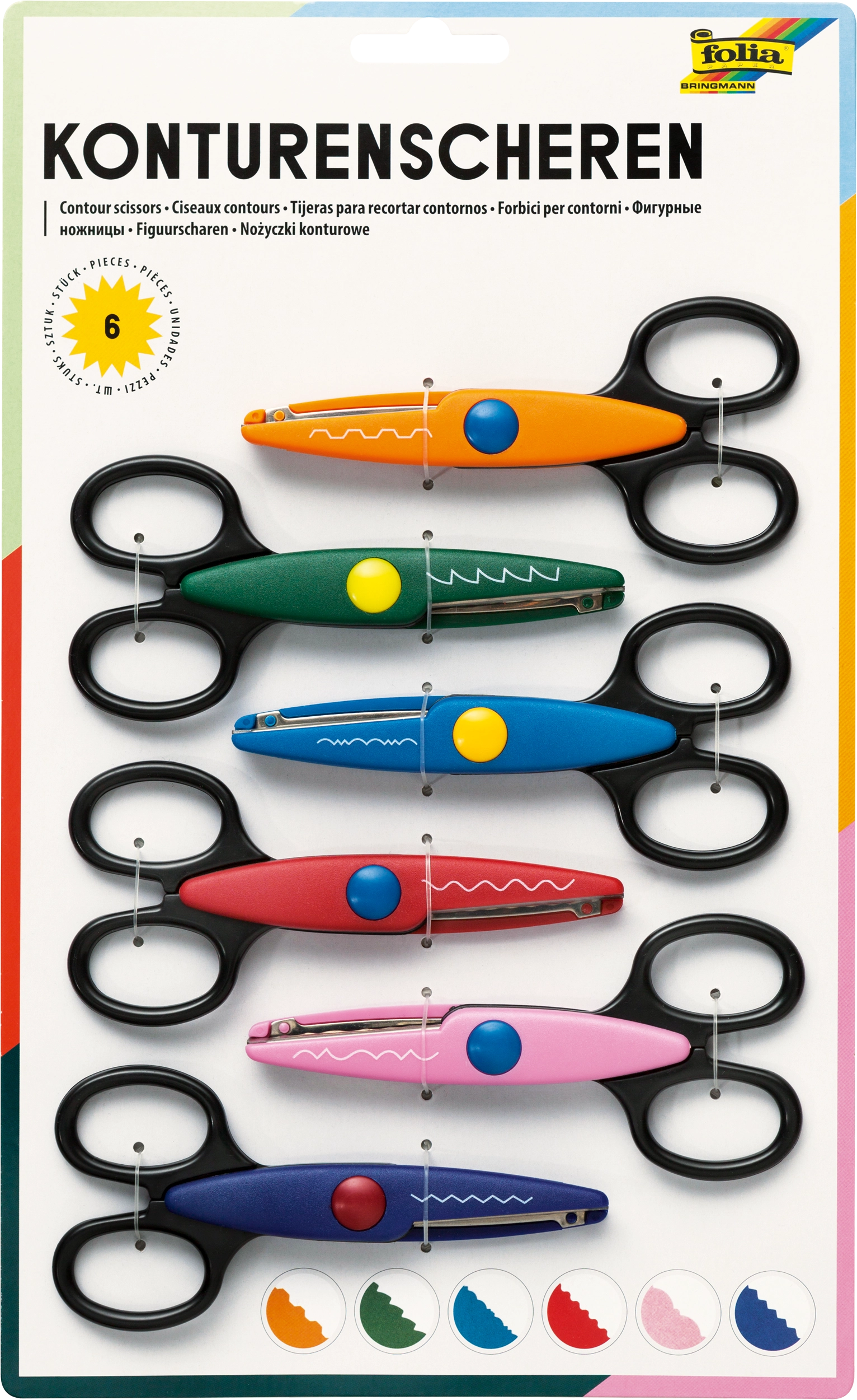 Contour Scissors, 13,5 cm, 6 pairs of scissors
