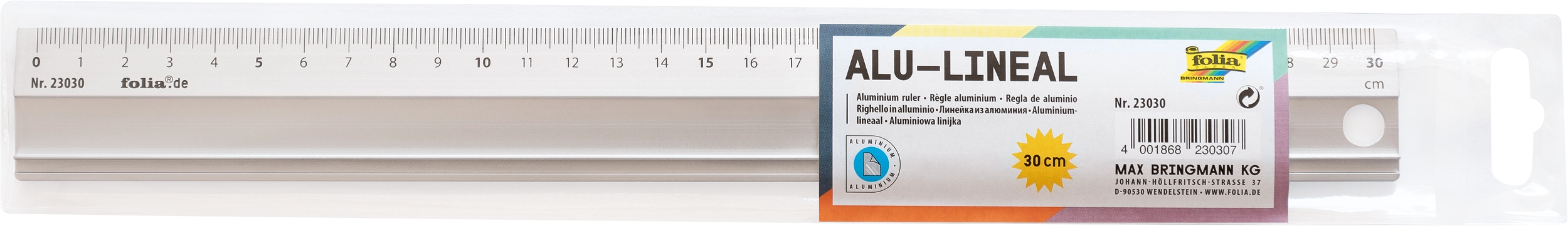 Alu-Lineal, Silber, 3,5 x 31 cm, 30 cm, 1 Lineal