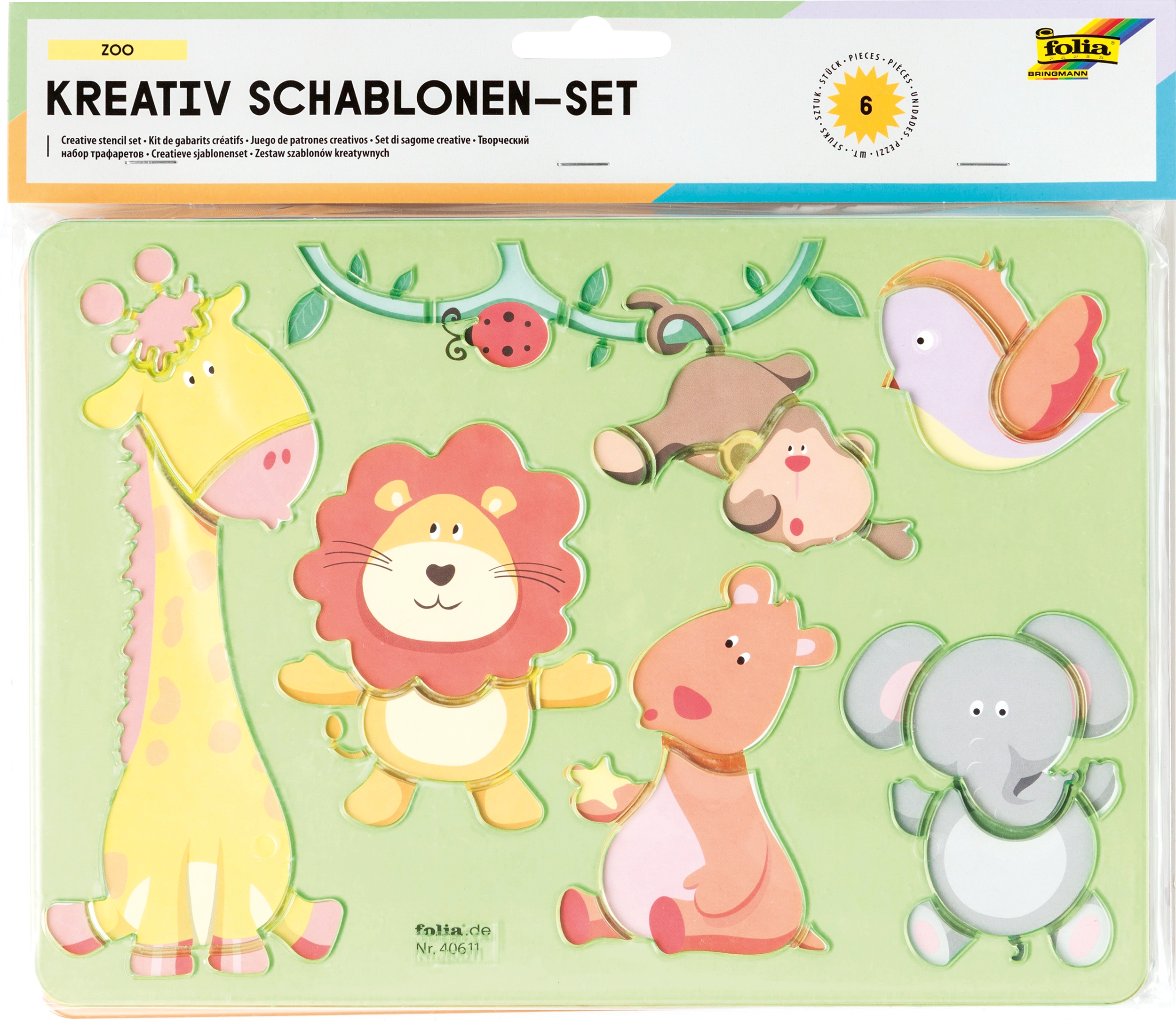 Kreativ Schablonen-Set, Zoo, 18,8 x 26,7 cm