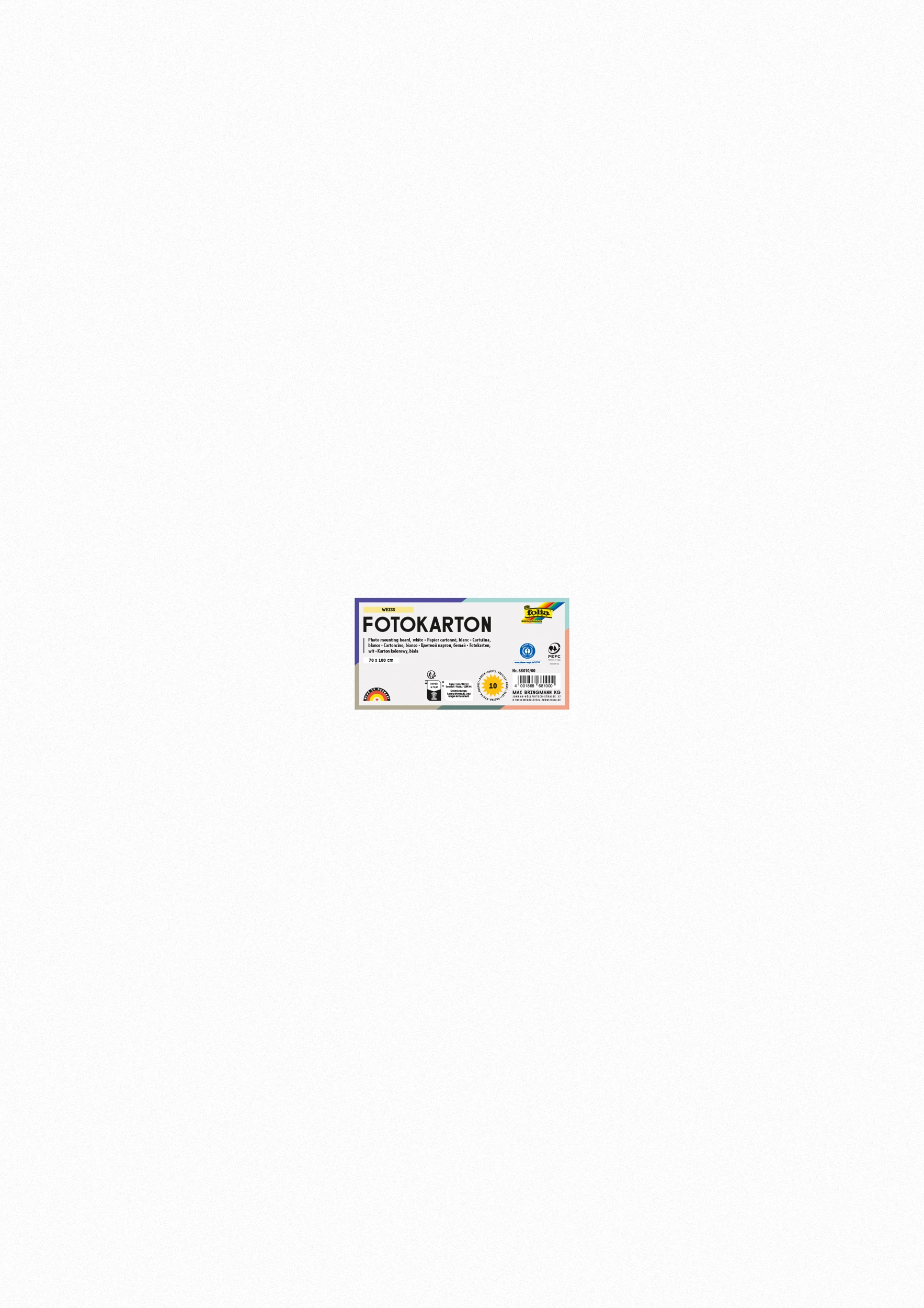 Photo Mounting Board, White, 70 x 100 cm, 300 g/m², 10 sheets