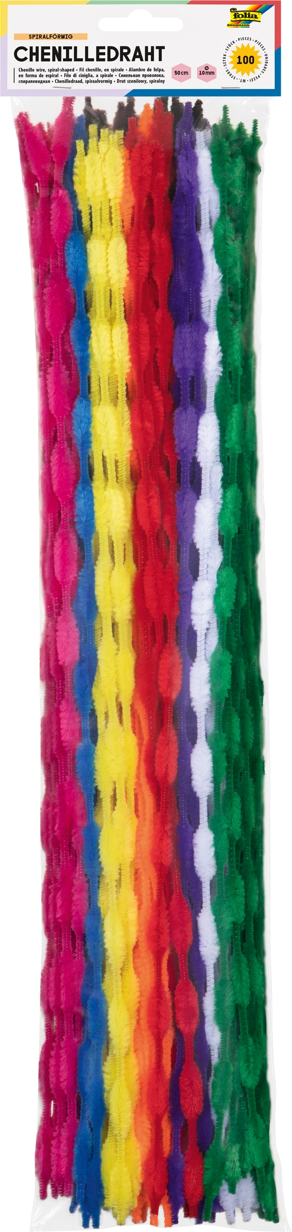 Chenille Wire, Spiral-Shaped, Ø 10 mm, 50 cm, 100 pieces