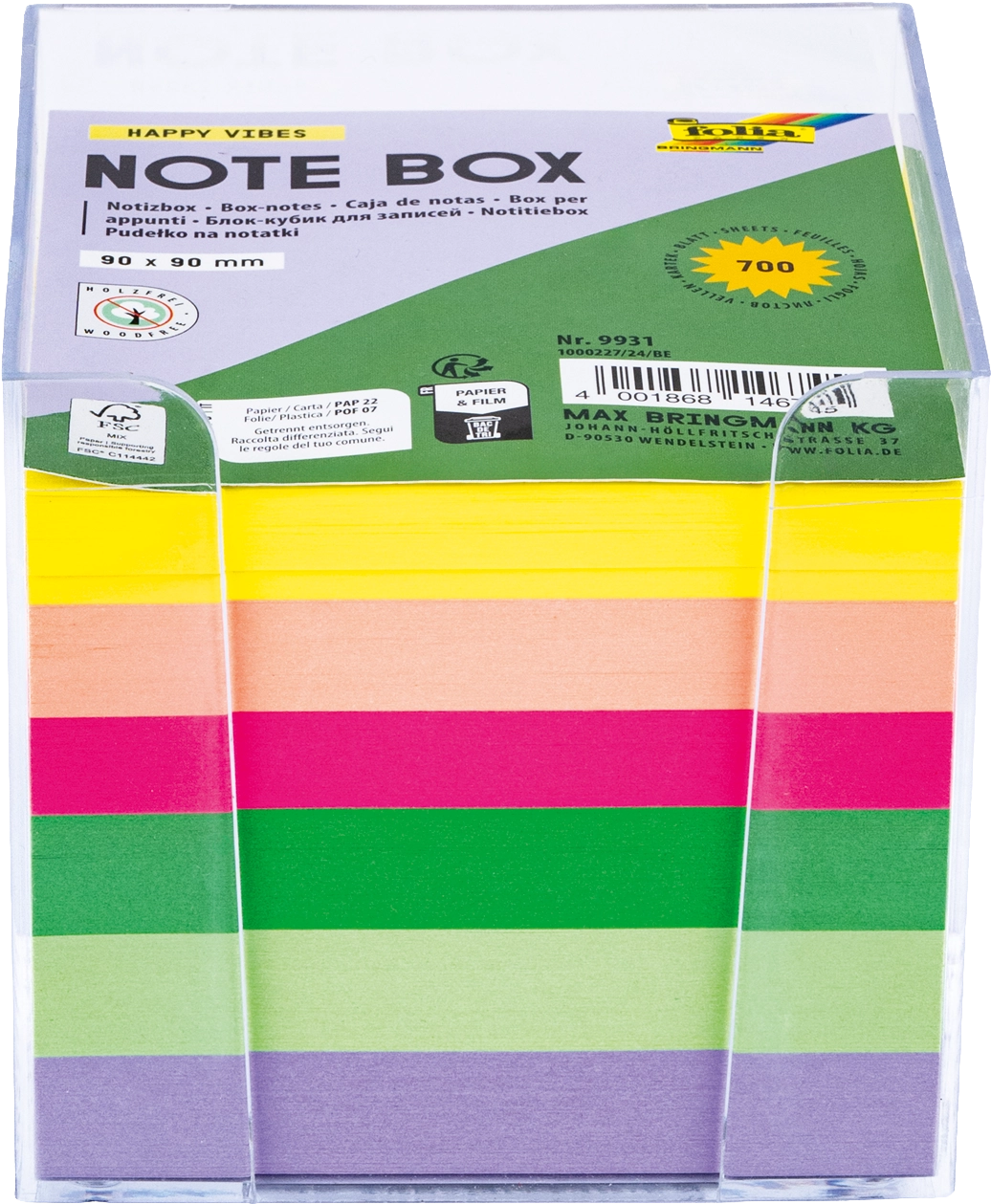 Note Box, Happy Vibes, 90 x 90 mm, 700 Blatt