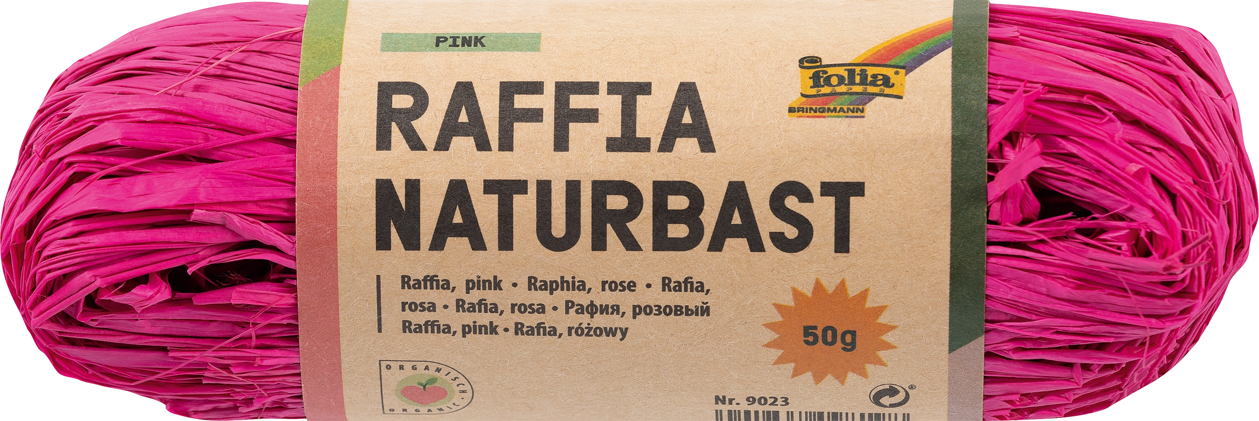 Raffia-Naturbast, Pink, 1 Stück