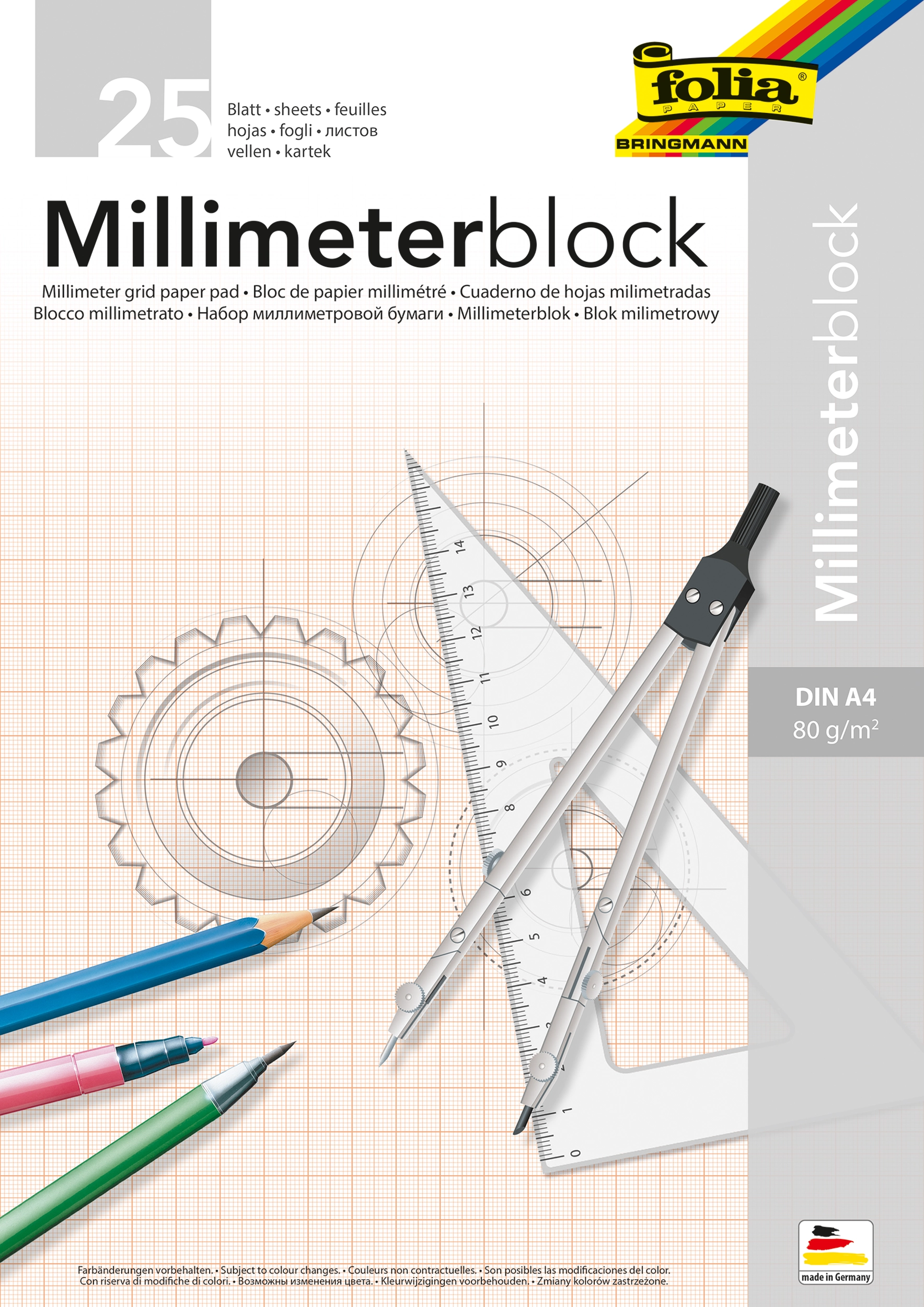 Millimeterblock, DIN A4, 25 Blatt