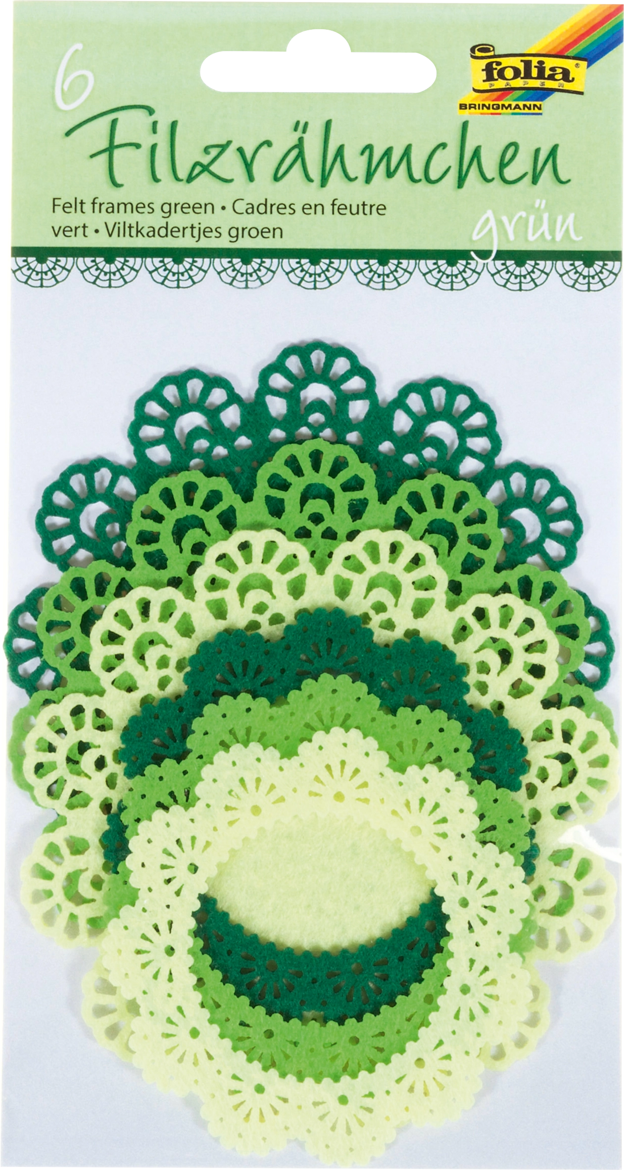 Felt Frames, Tone in Tone, Green, 6 pieces