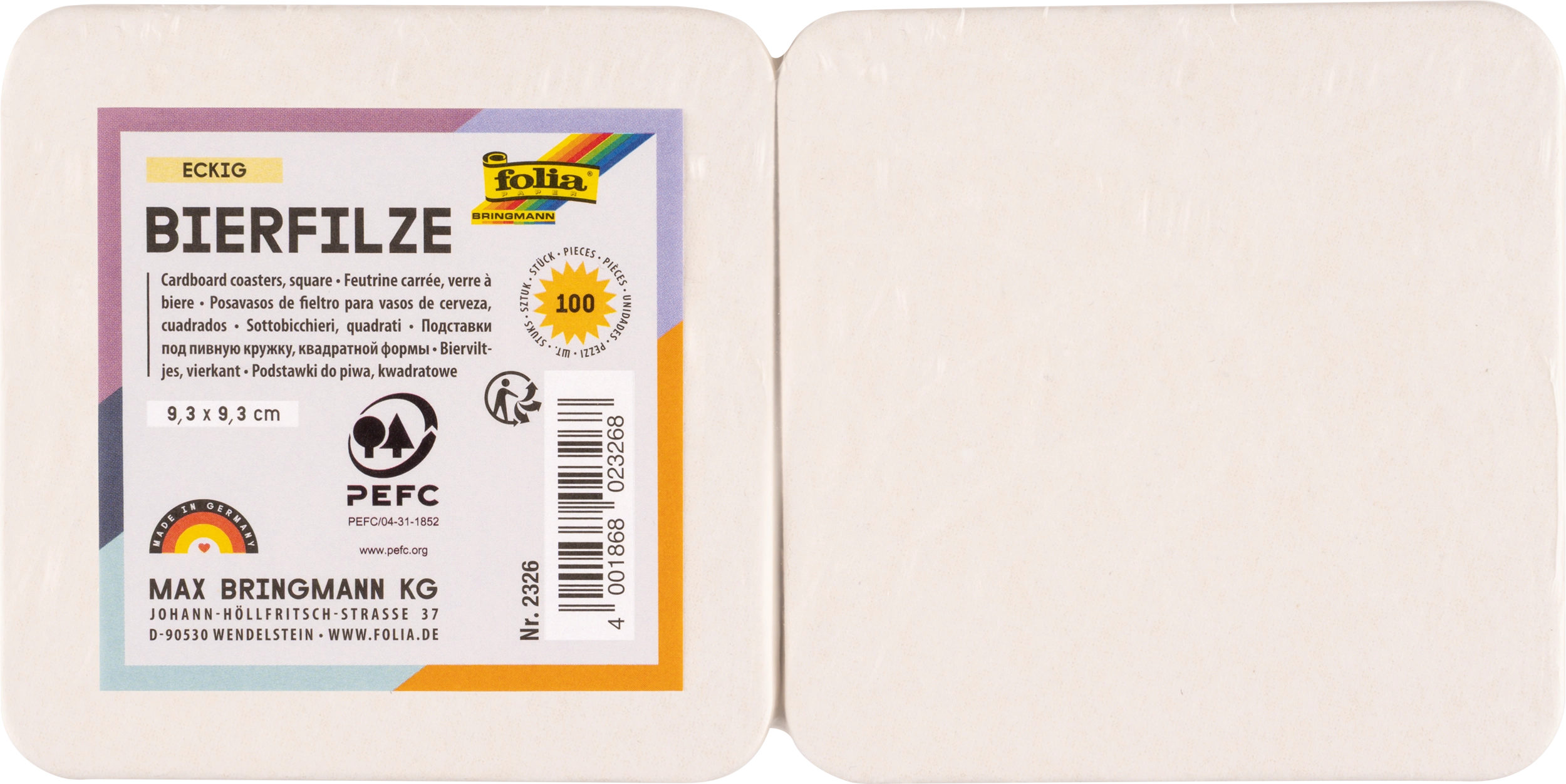 Cardboard Coasters, White, Round, 100 pieces