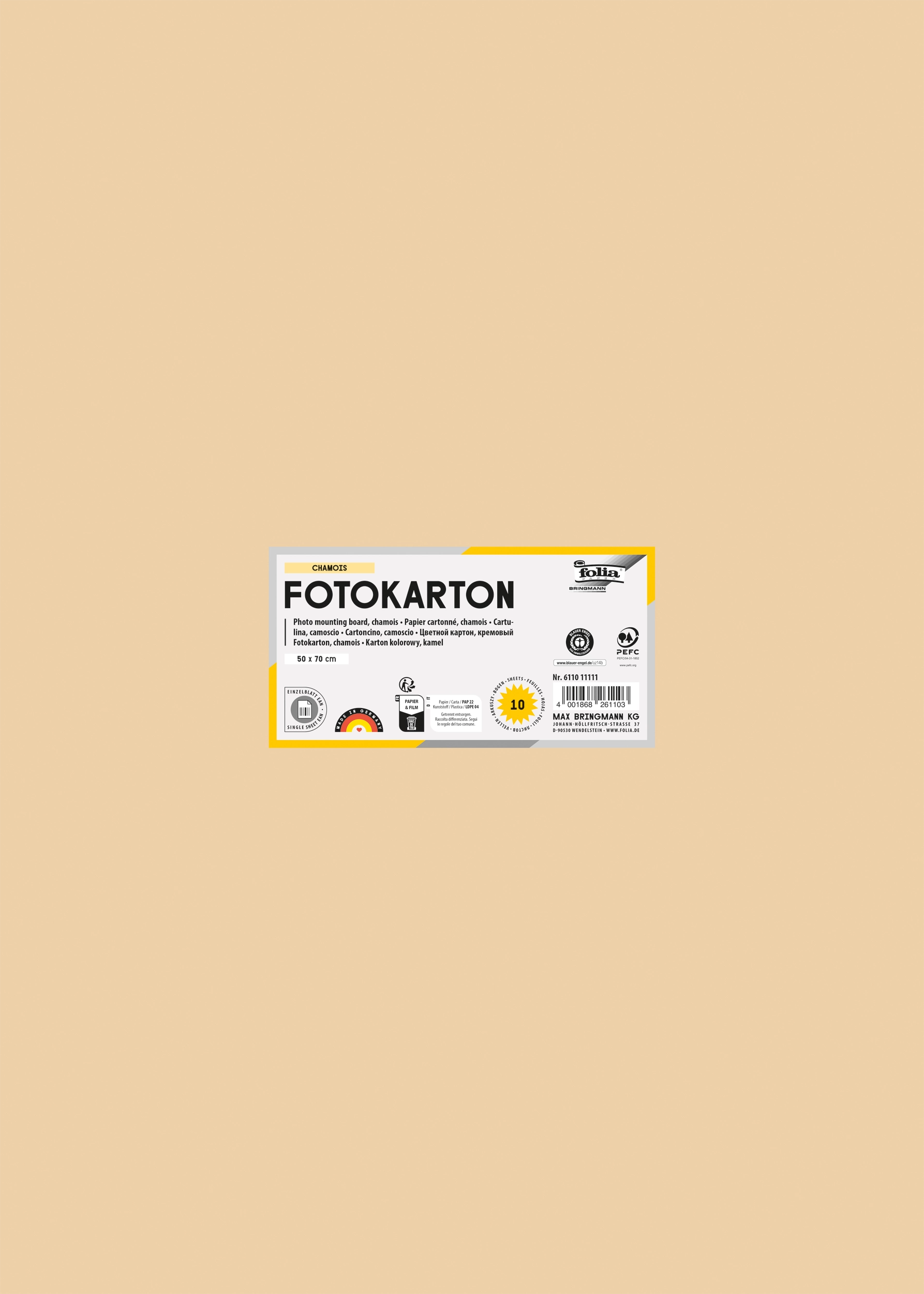 Fotokarton, Chamois, 50 x 70 cm, 300 g/m², 50 Bogen
