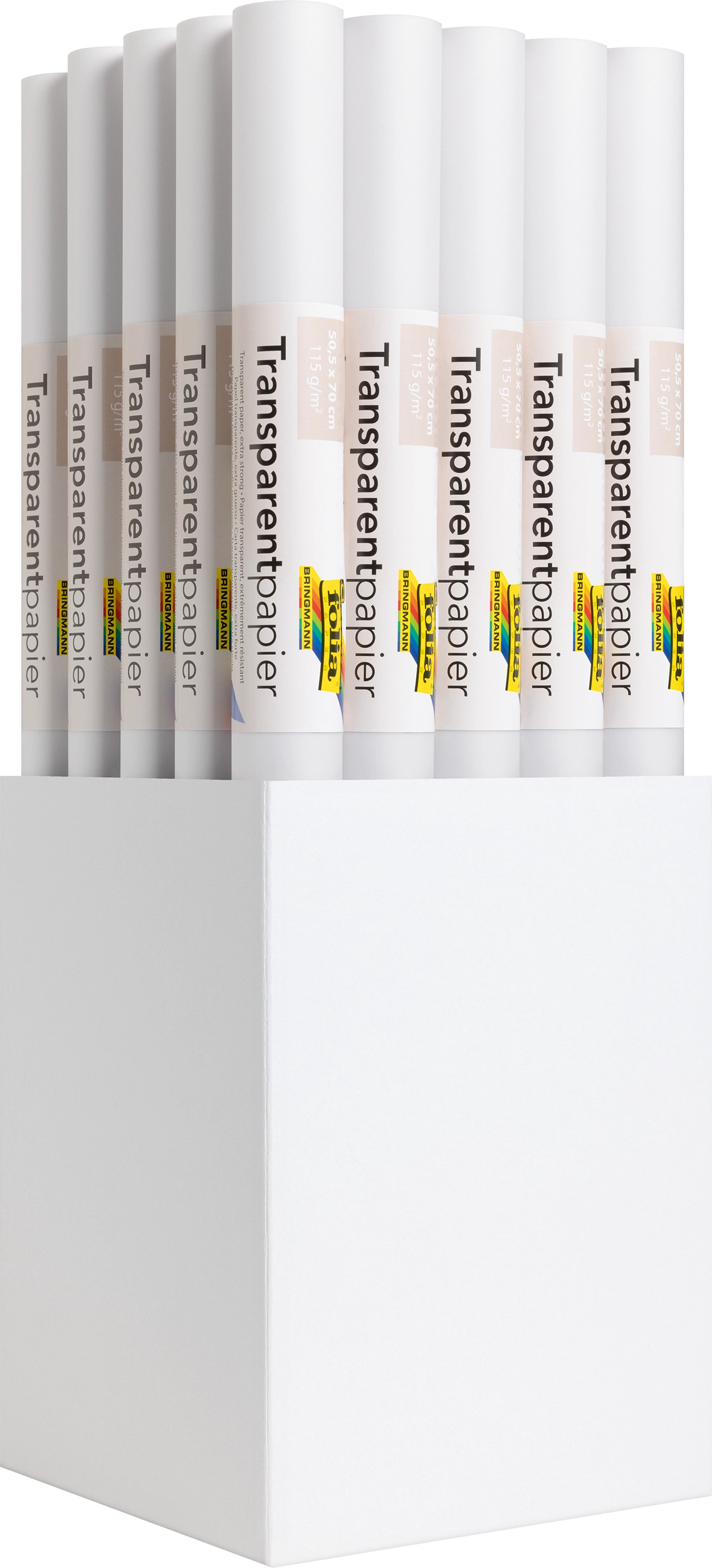 Transparentpapier Display, Weiß, 50,5 x 70,0 cm, 115 g/m², 25 Rollen