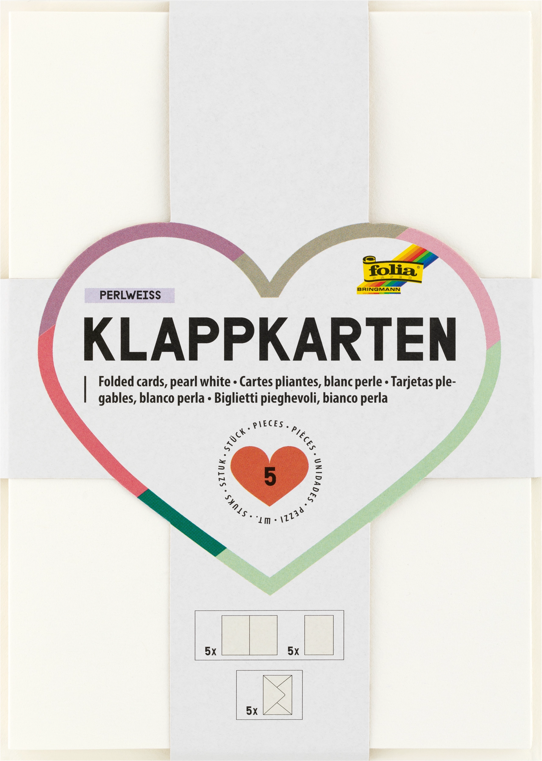 Klappkarten, Perlweiß, Rechteckig