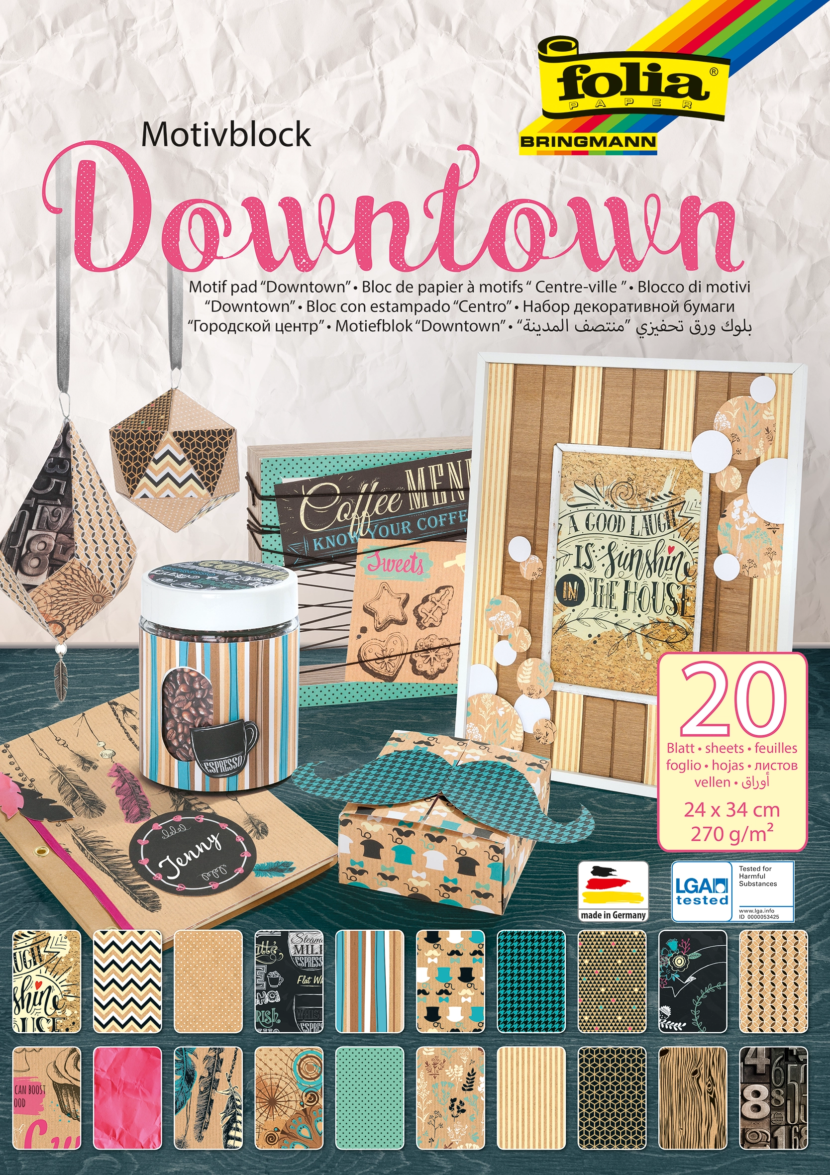 Motif Pad, Downtown, 24 x 34 cm, 270 g/m², 20 sheets