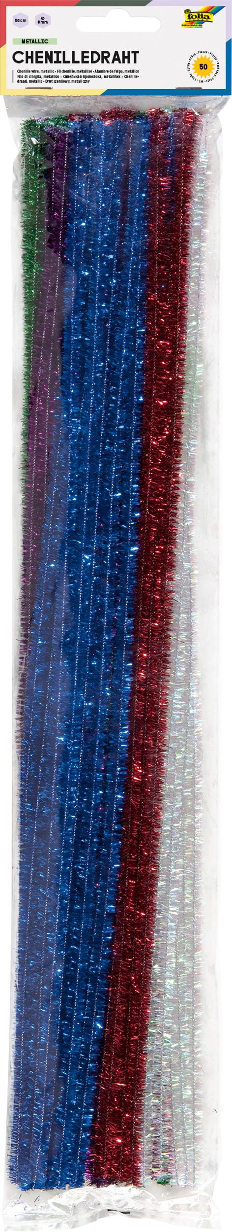 Chenille Wire, Metallic, Ø 8 mm, 50 cm, 50 pieces