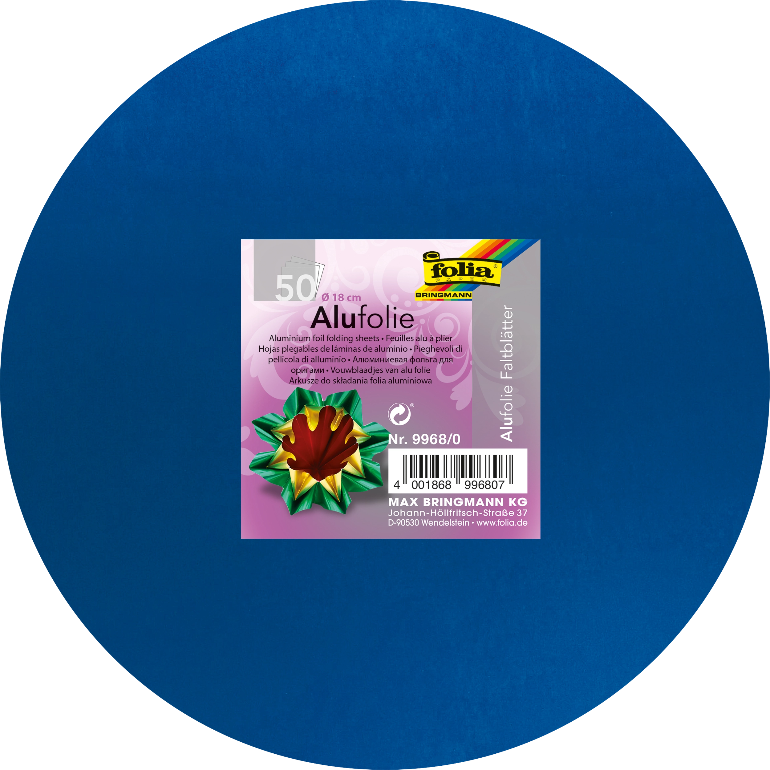 Origami Alufolie, Basic Mix, Rund, 50 Blatt, 1 Pack