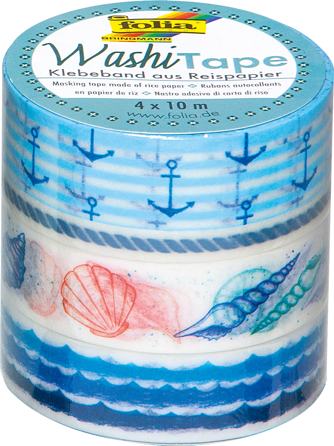 Washi Tape, Maritim, 4x 10 m, 4 Rollen