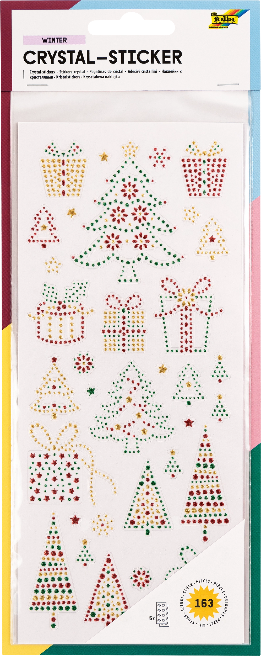 Crystal-Sticker, Winter, 163 Sticker, 5 Blatt