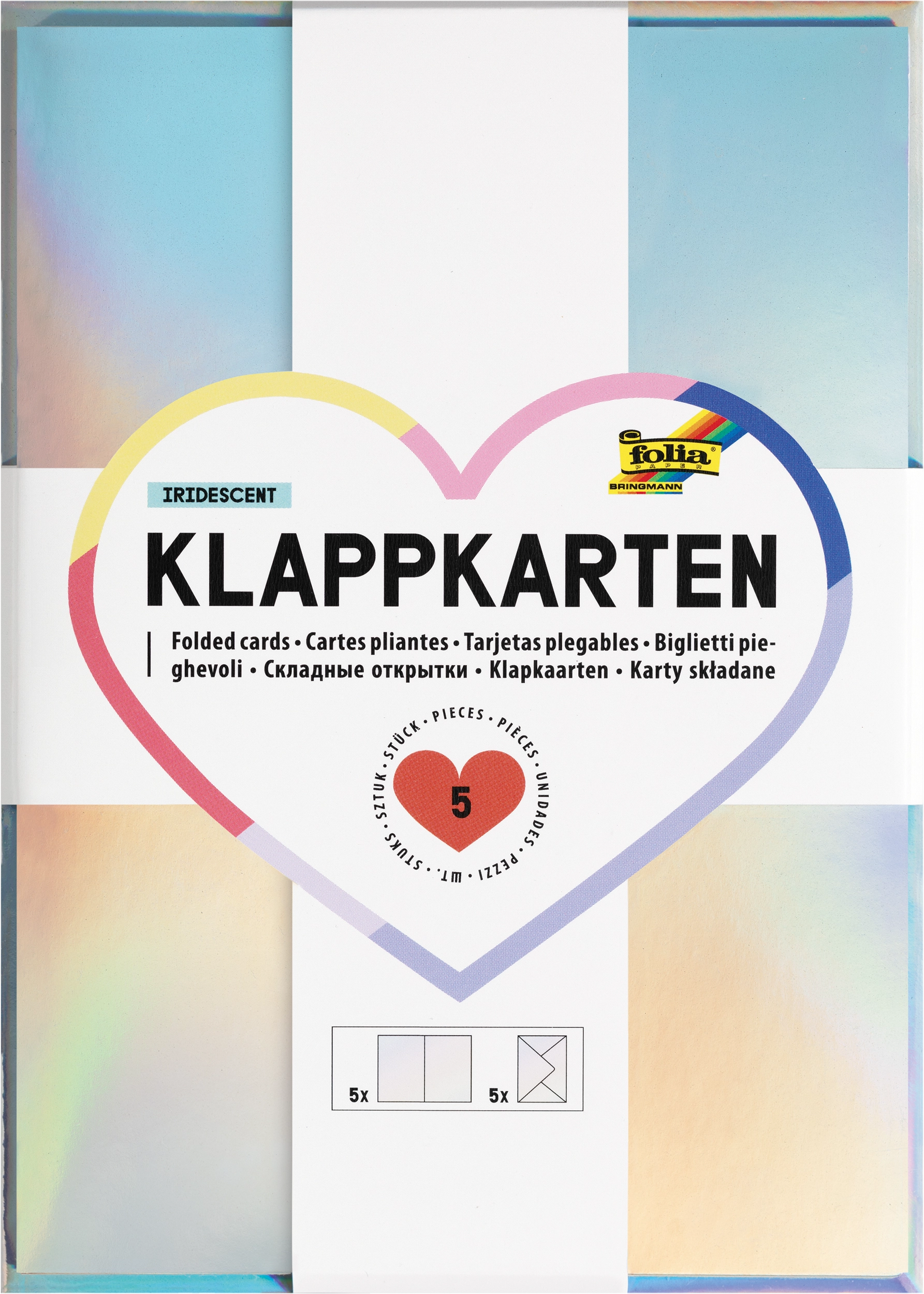 Klappkarten, Irisierend, 10,5 x 14,8 cm, 160 g/m², 220-250 g/m² 
, 5 Stück