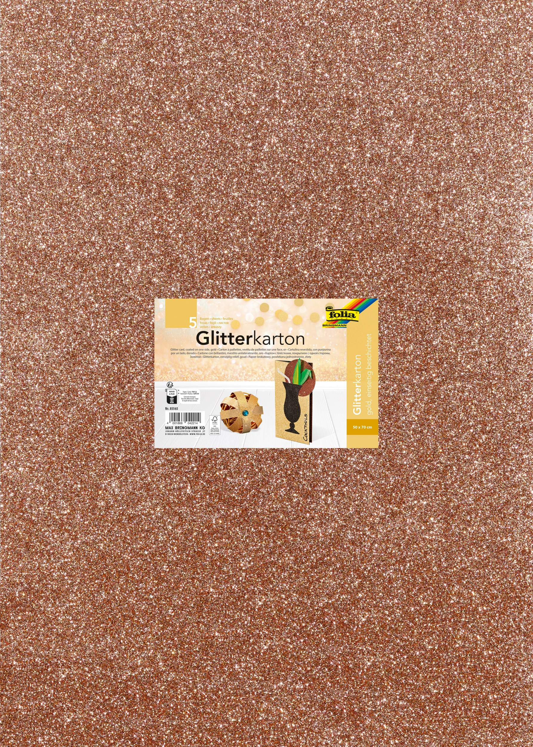 Glitterkarton, Classic, 50 x 70 cm, 300 g/m², 5 Blatt