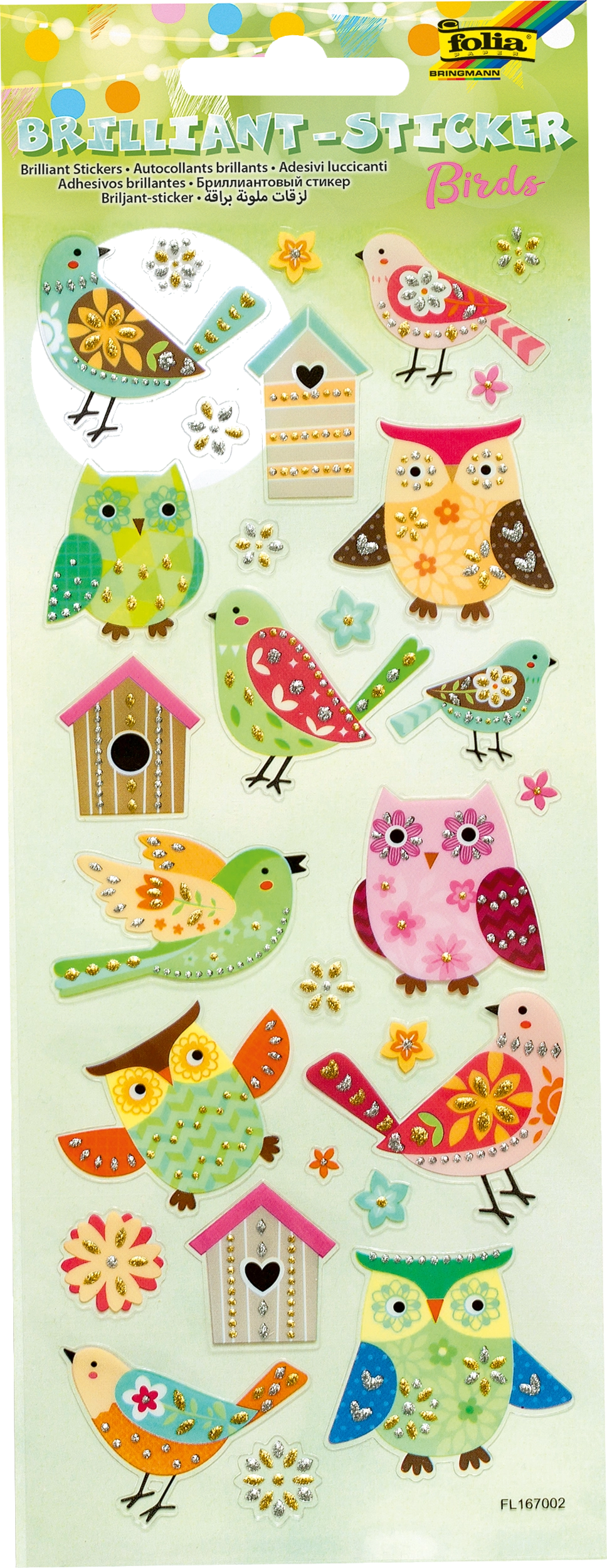 Brillant-Sticker, Vögel, 29 Sticker, 1 Blatt