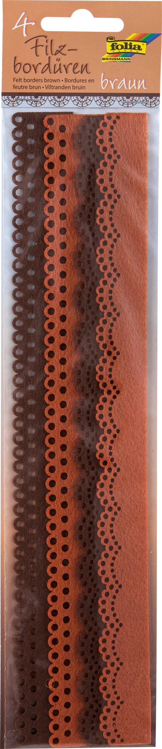 Felt Borders , Tone in Tone, Brown, 4 pieces