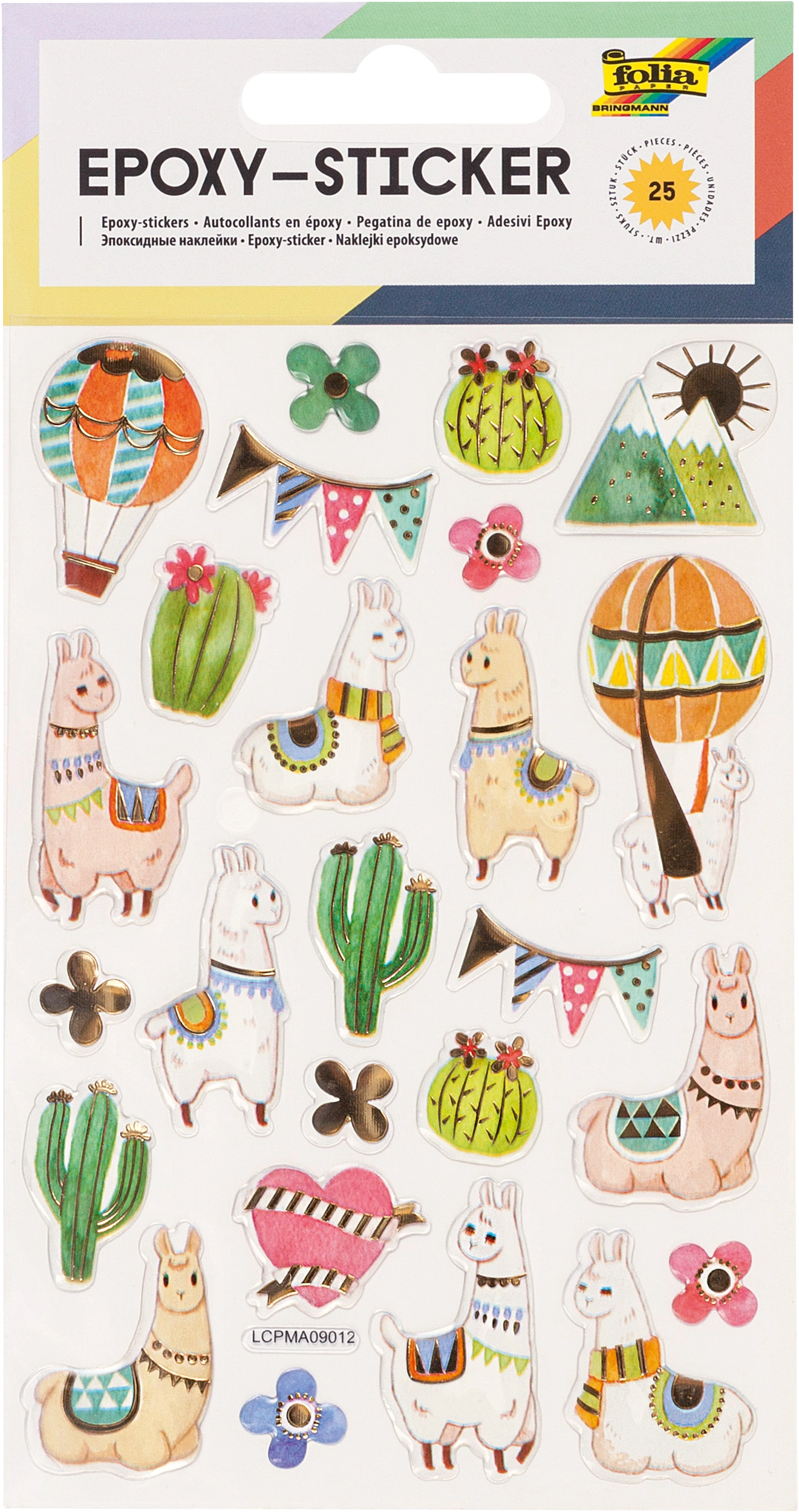 Epoxy-Sticker, Alpaka, 25 Sticker, 1 Blatt