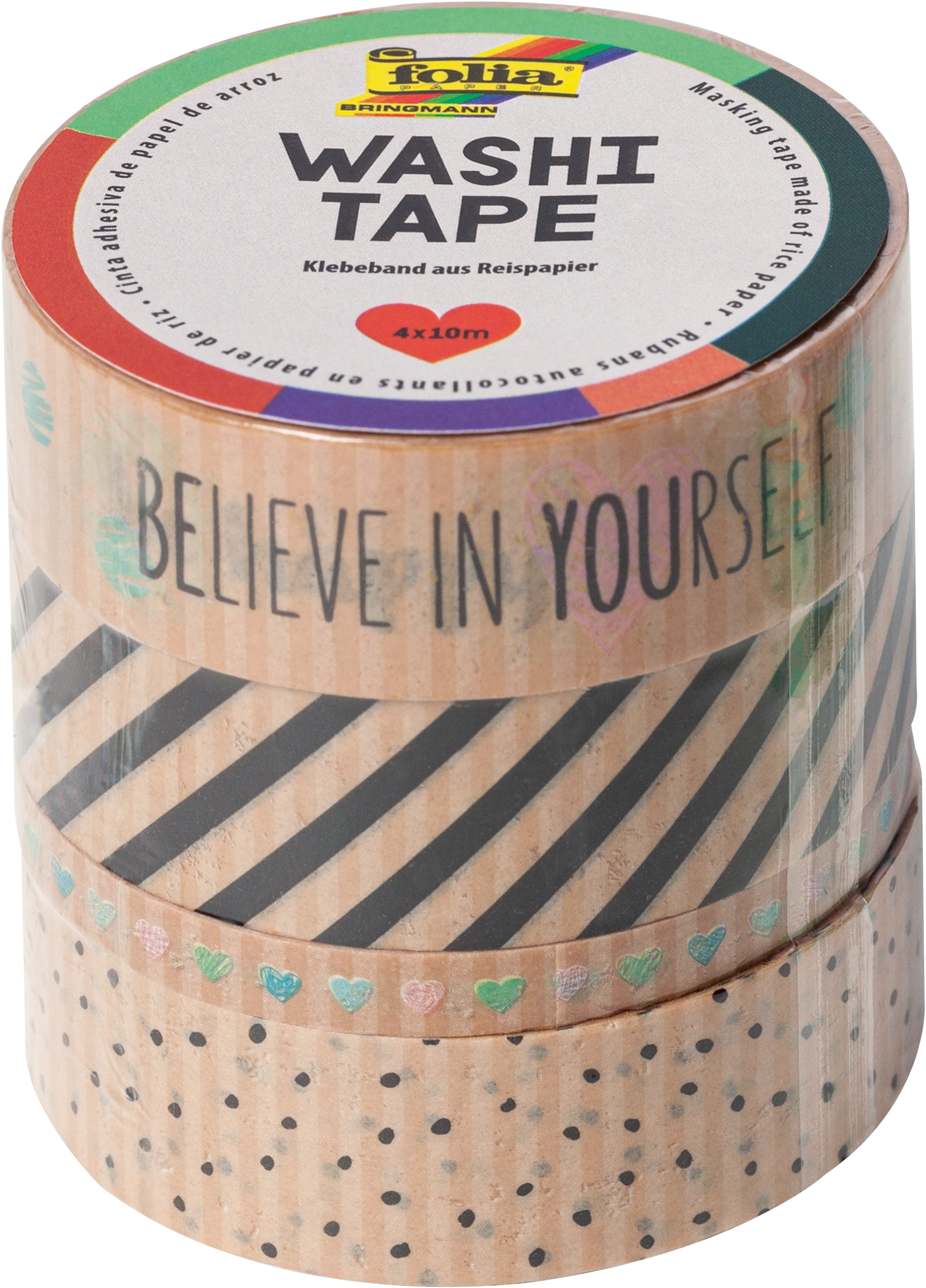 Washi Tape, Kraftpapier Let's celebrate, 4x 10 m, 4 Rollen
