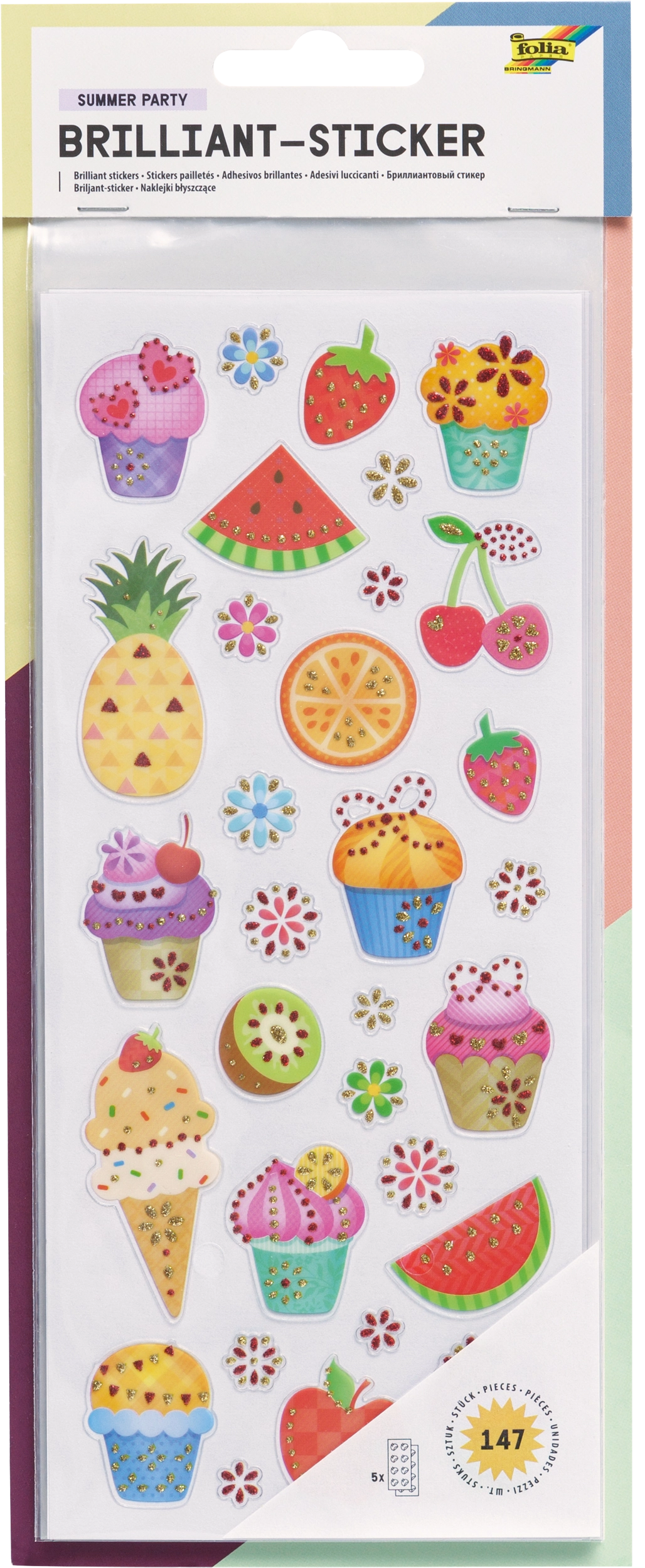 Brillant-Sticker, Sommerparty, 147 Sticker, 5 Blatt