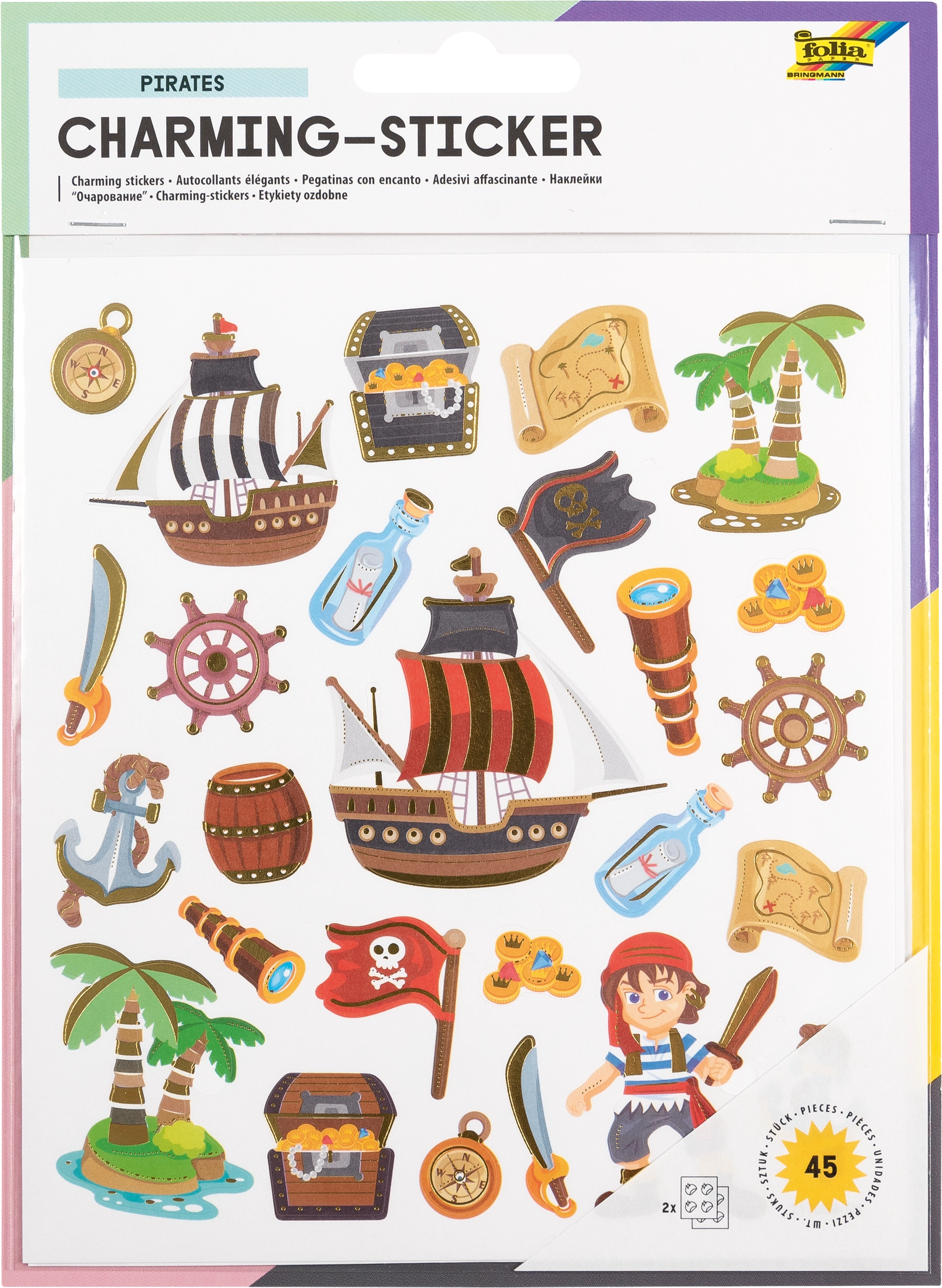 Charming-Sticker, Piraten, 45 Sticker, 2 Blatt