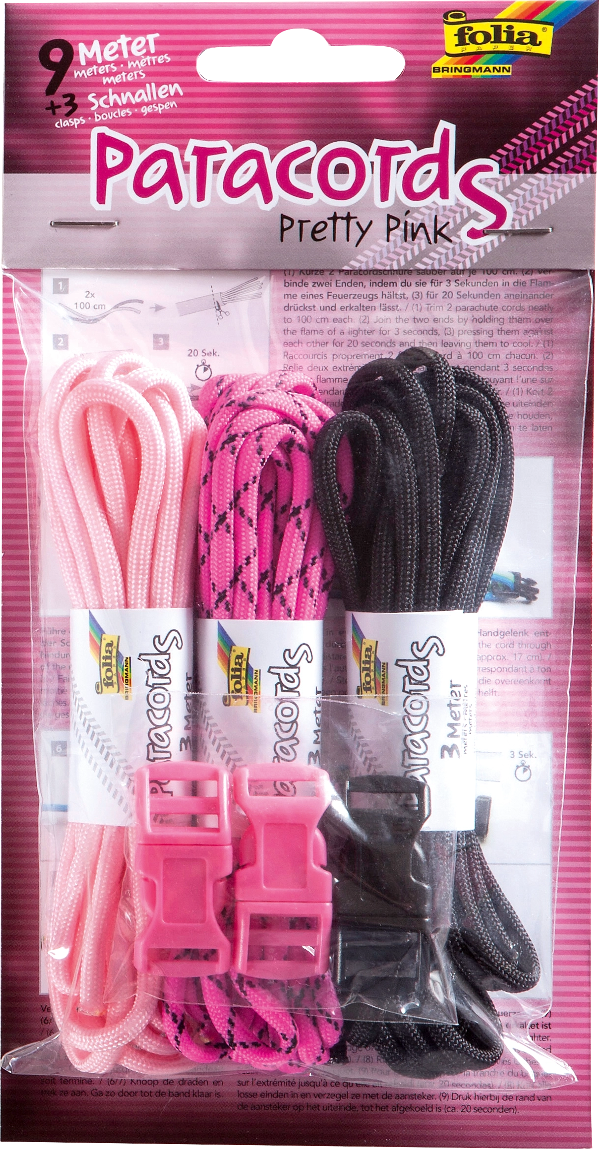 Paracords, Pretty pink, Ø 4, 3 Stück