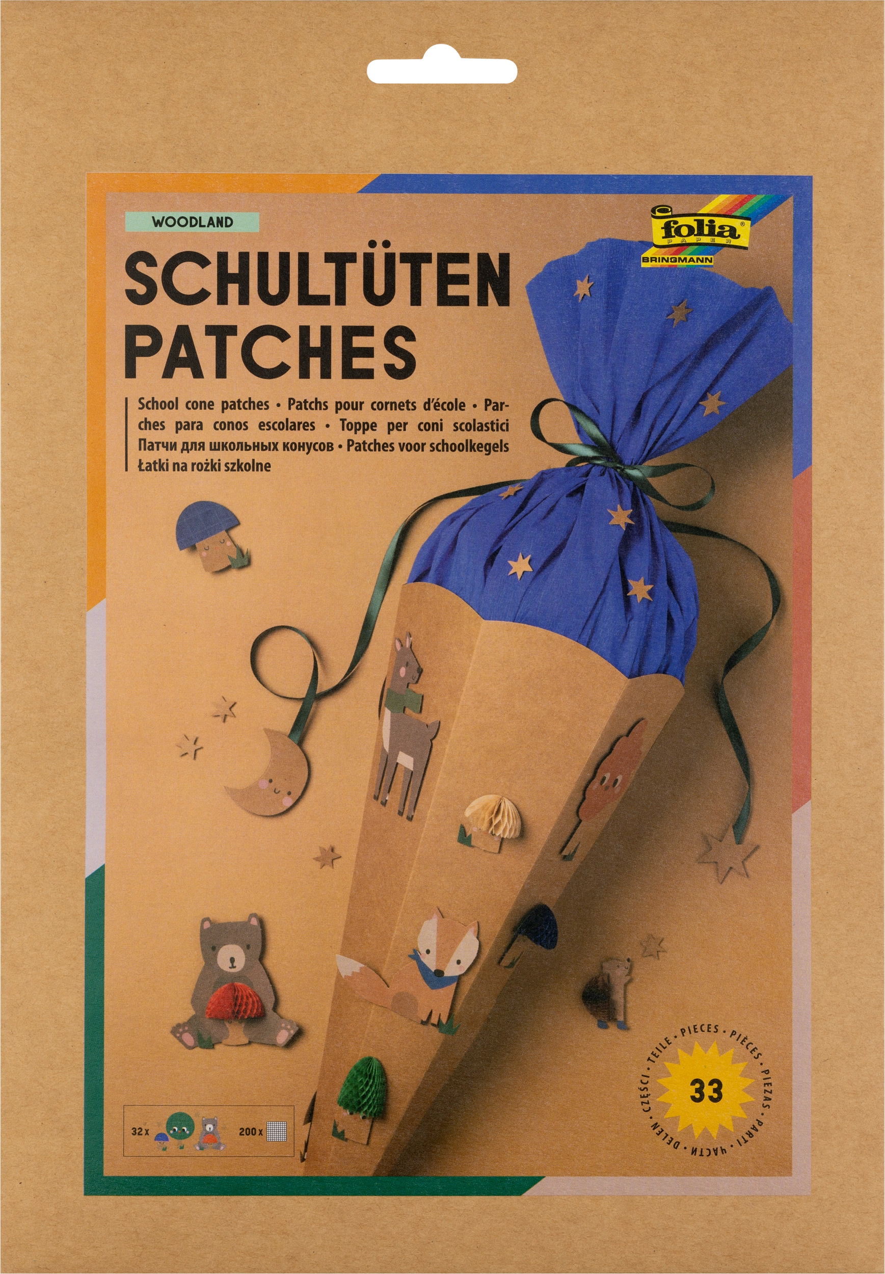 School Cone Patches, Woodland, 33 pieces