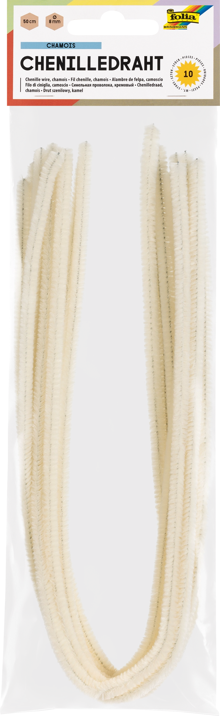 Chenille Wire, Chamois, Ø 8 mm, 50 cm, 10 pieces