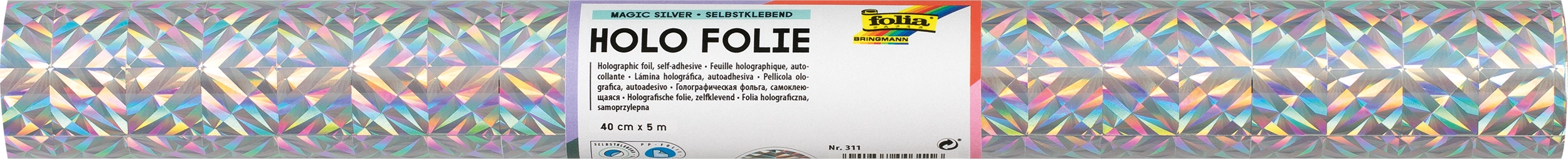 Holographische Folie, Spectral Silber Holo, Selbstklebend, 40 cm x 5 m, 1 Rolle
