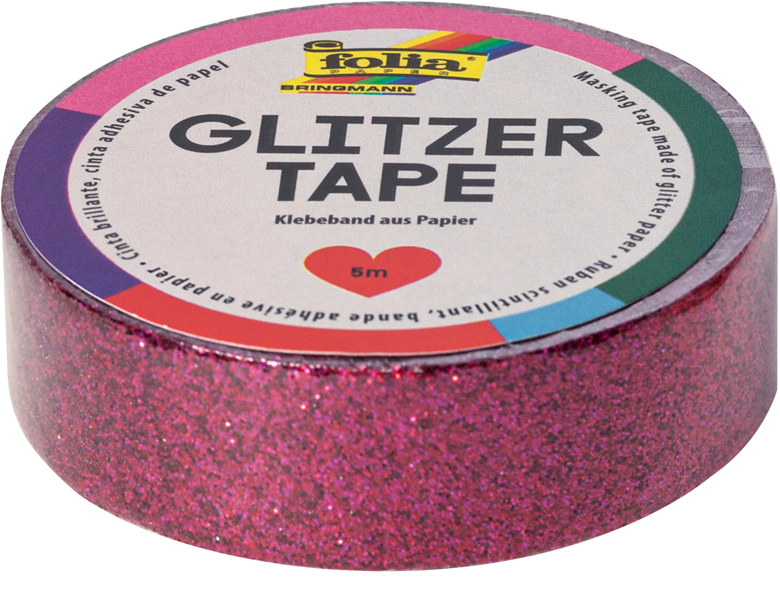 Glitzertape, Pink, 5 m, 1 Rolle