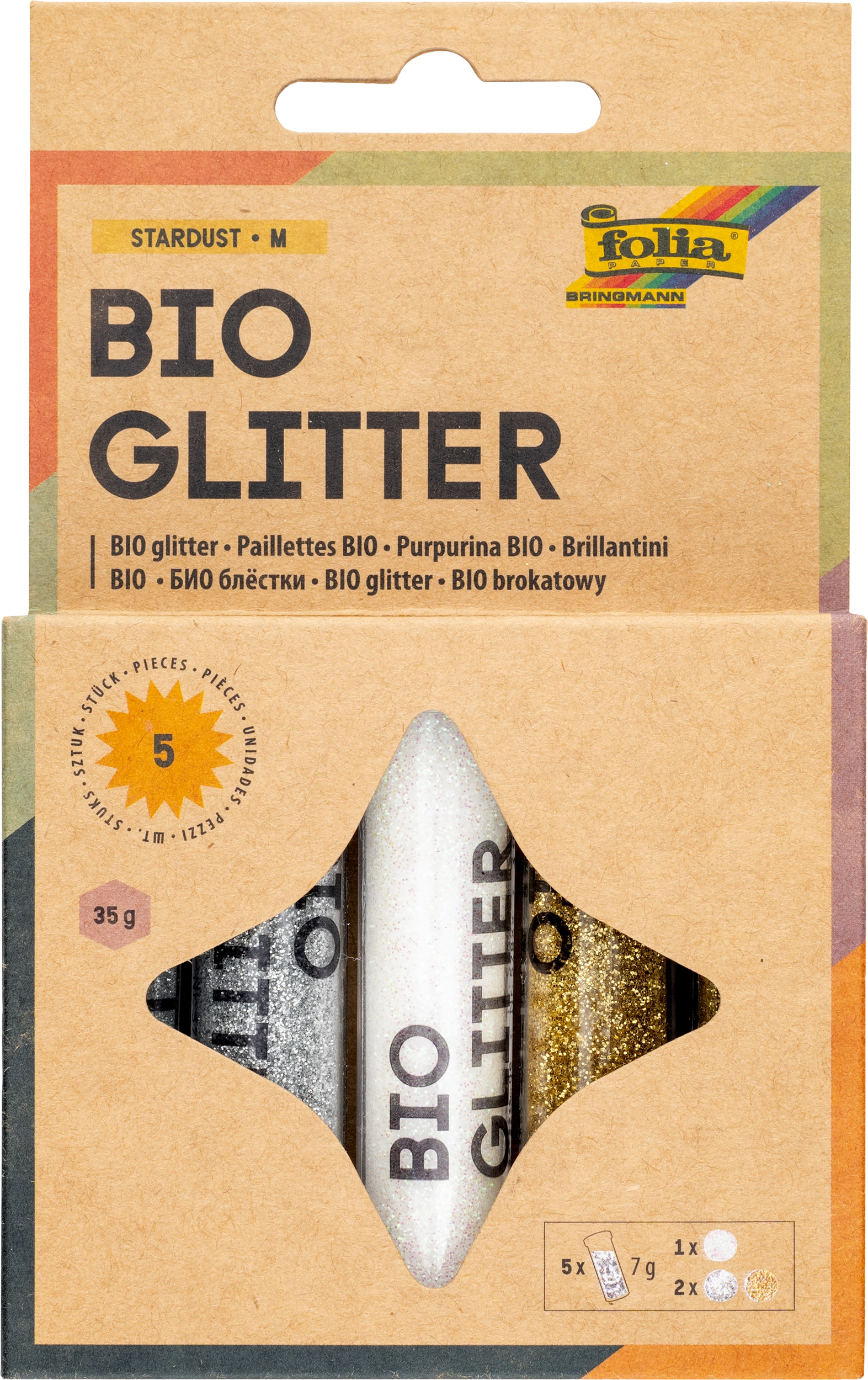 BIO Glitter Mix, Stardust, M, 5 x 7 g, 5 Dosen