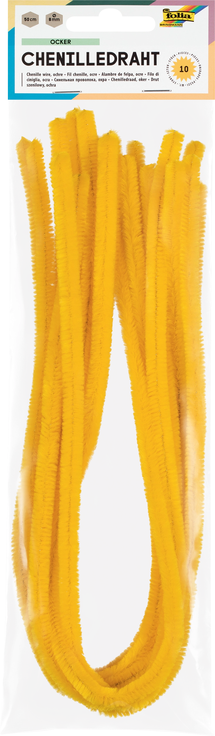 Chenille Wire, Ochre, Ø 8 mm, 50 cm, 10 pieces