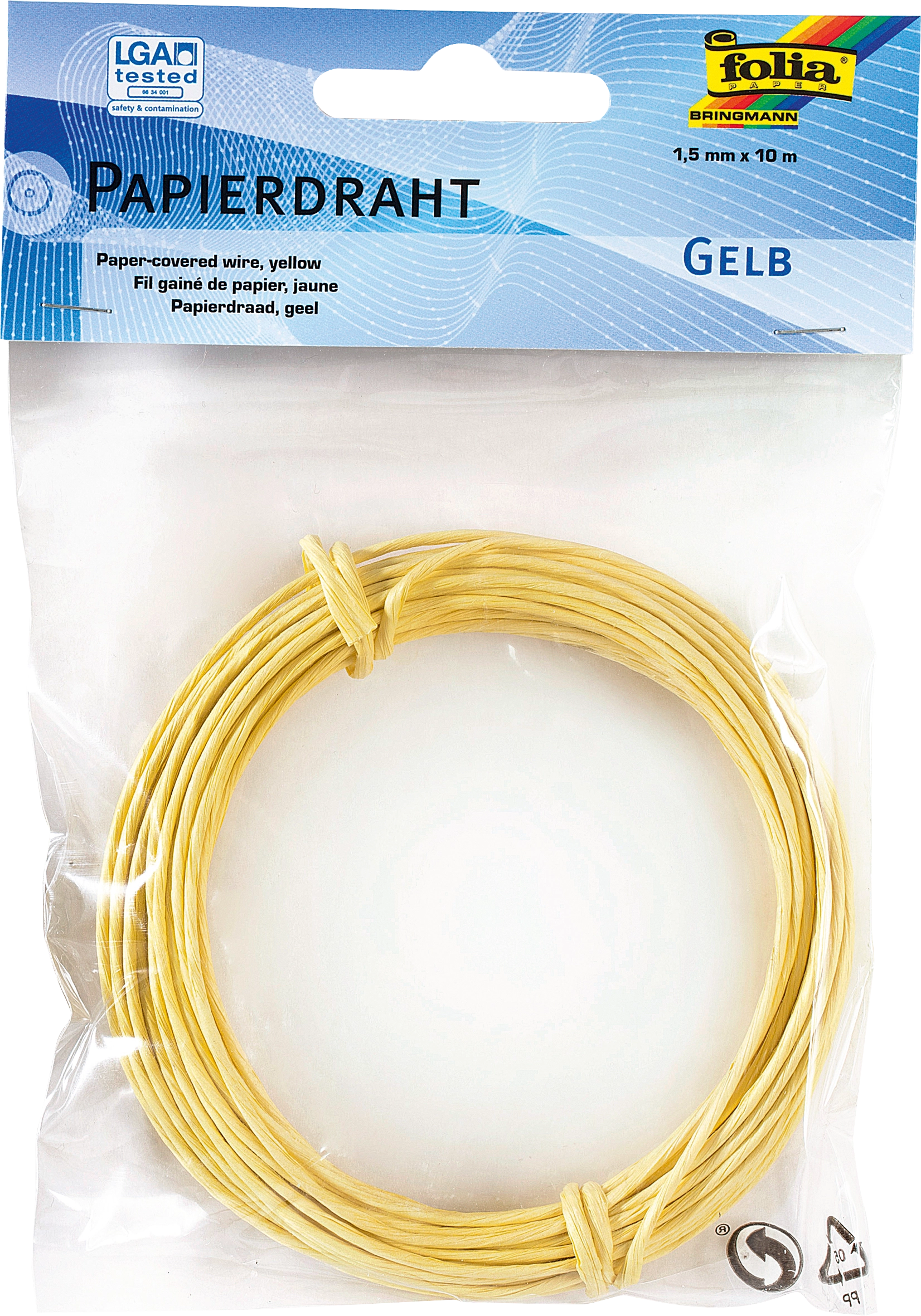 Papierdraht, Gelb, Ø 1,5 mm x 10 m, 1 Stück