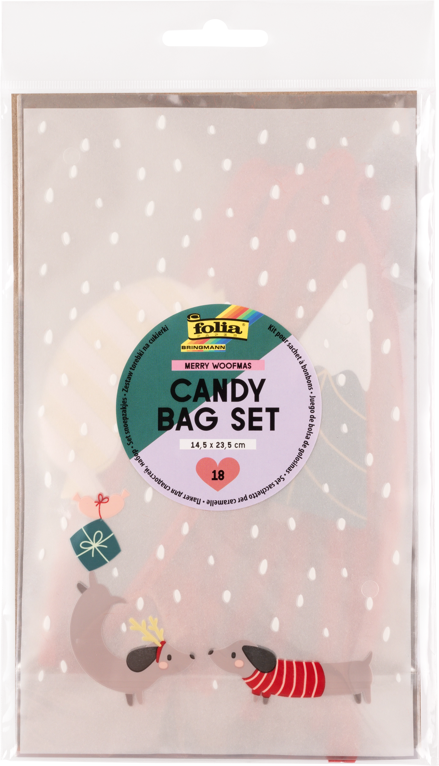 Candy Bag Set, Merry Woofmas, 14,5 x 23,5 cm, 18 Teile