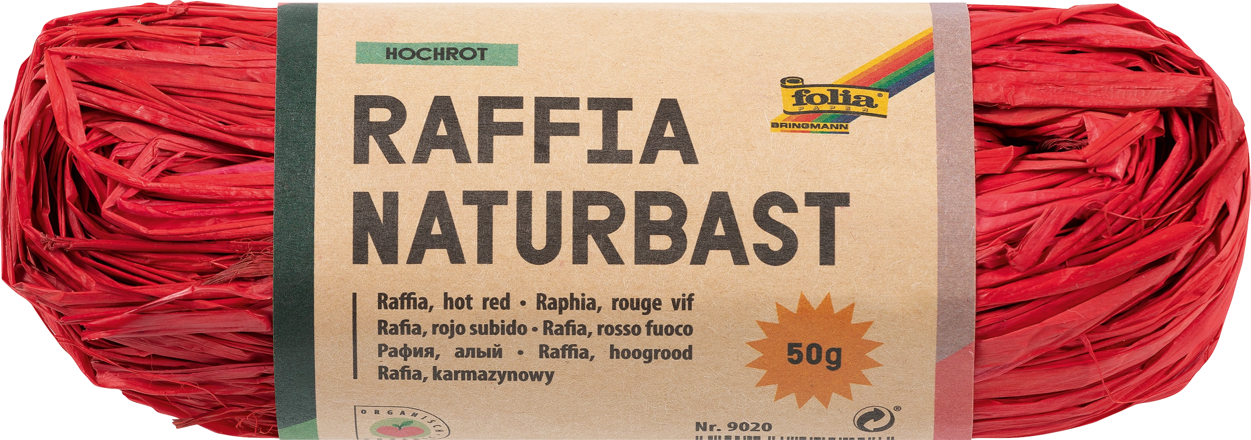 Raffia-Naturbast, Hochrot, 1 Stück