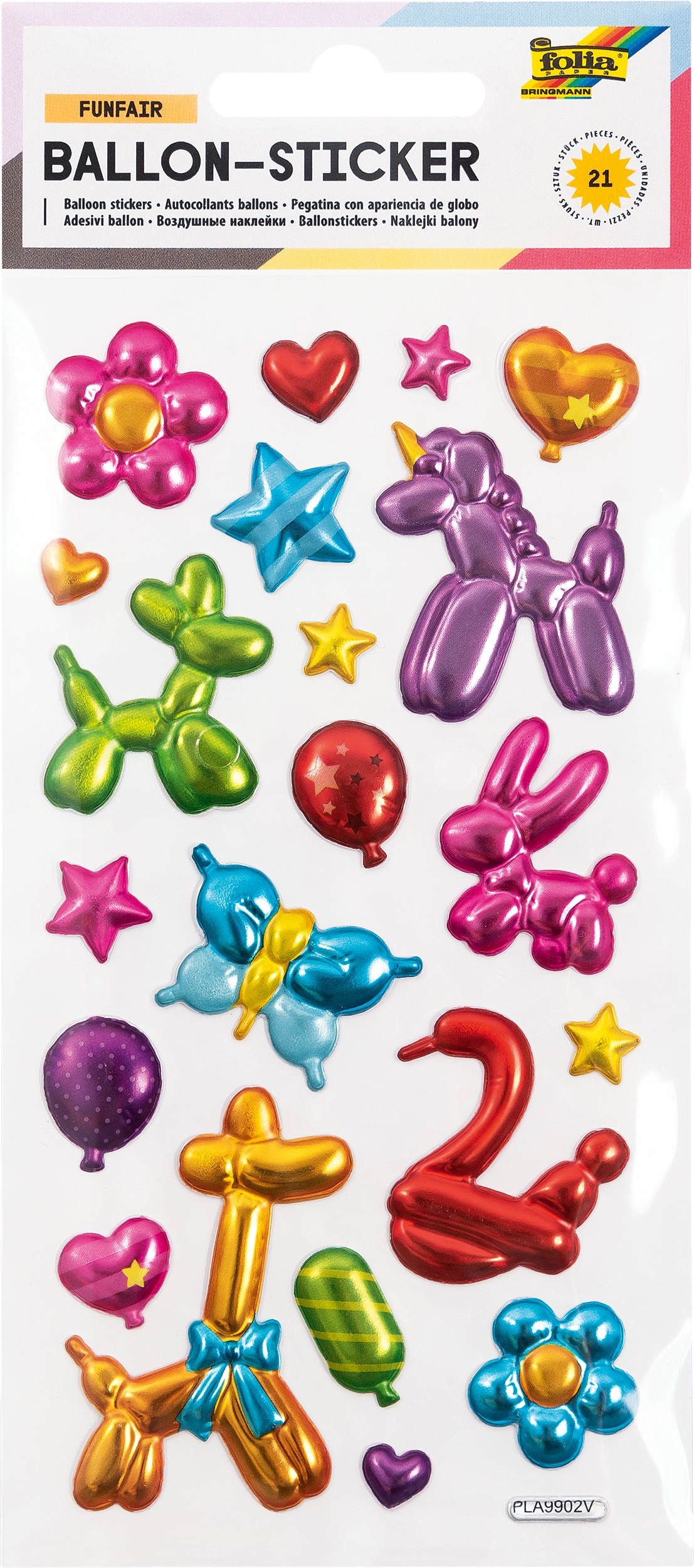 Ballon-Sticker, Funfair, 21 Sticker, 1 Blatt