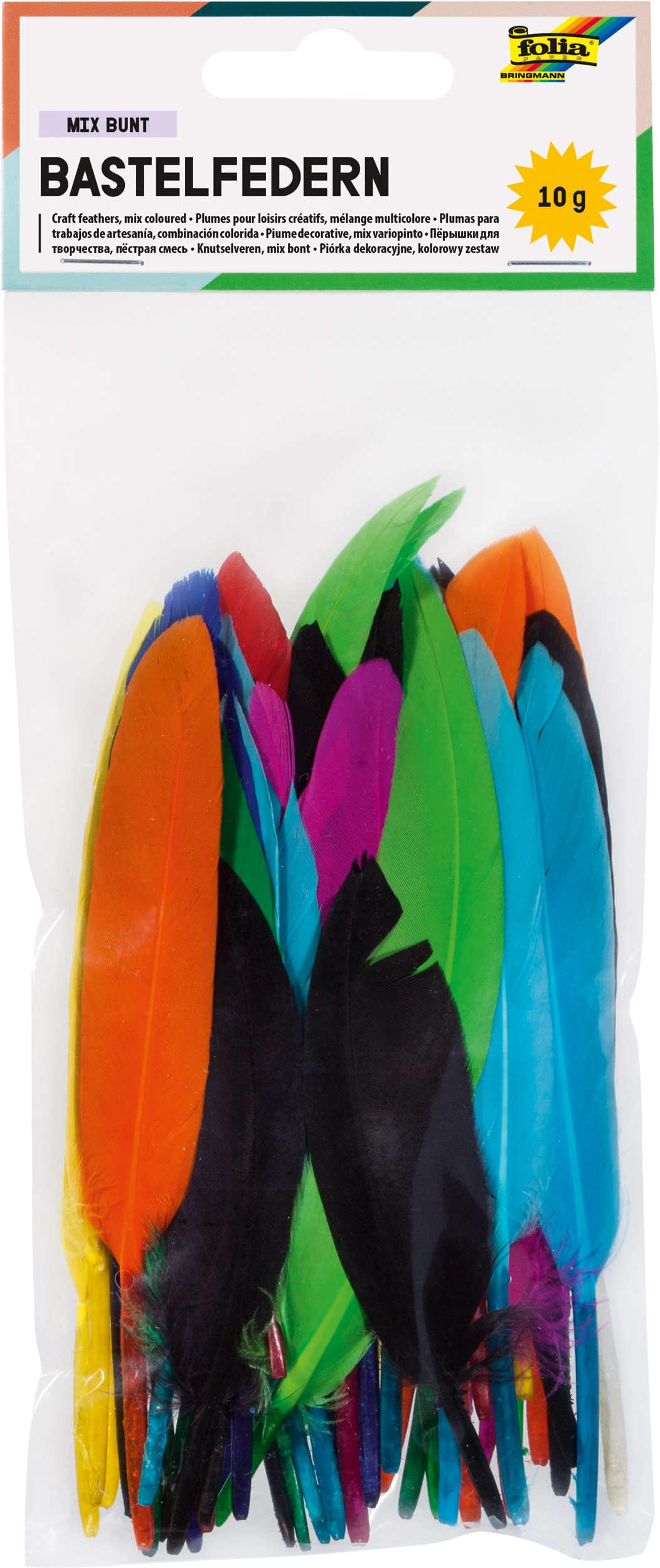 Bastelfedern, Mix bunt, 10 - 15 cm, 10 g