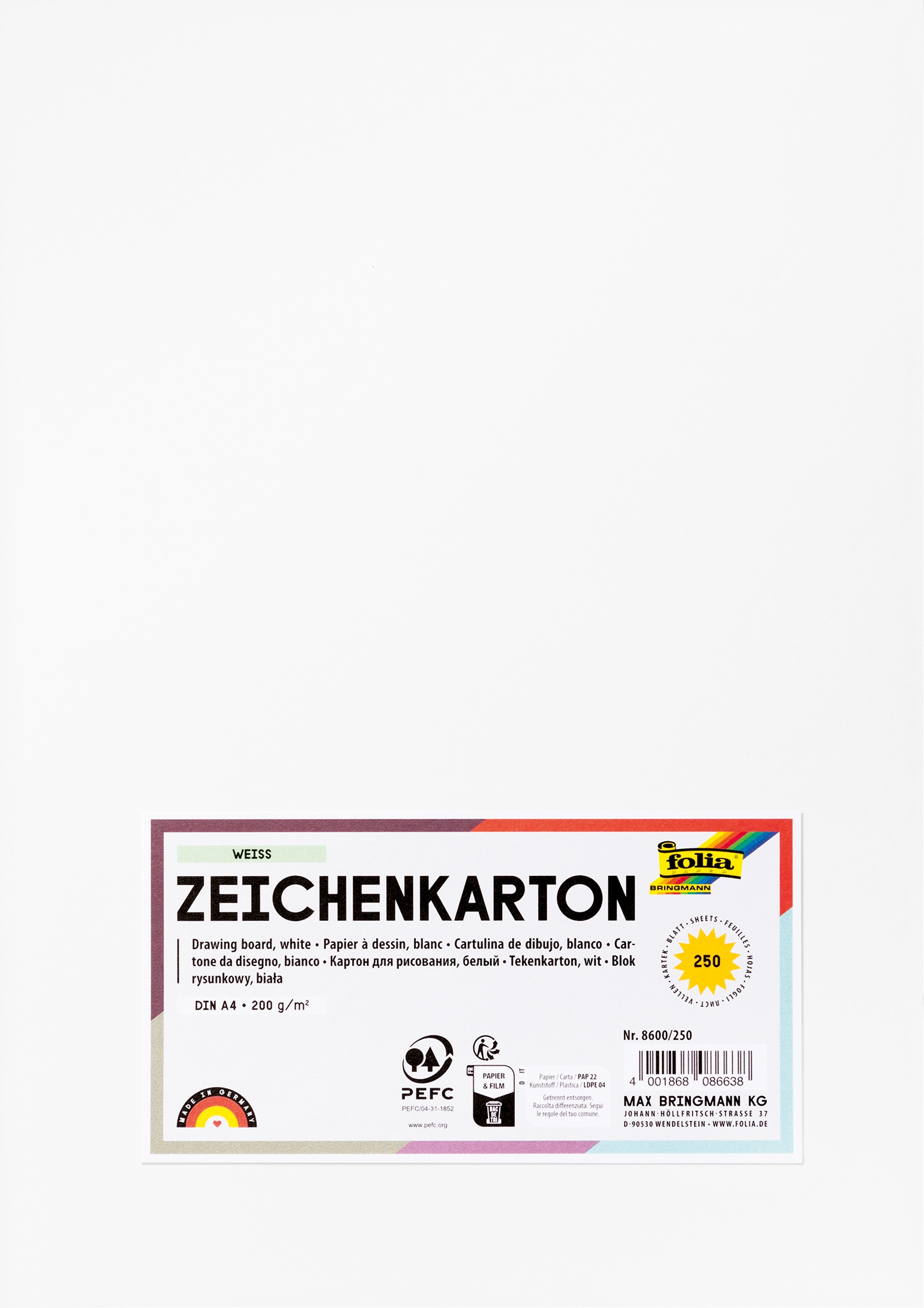 Drawing Cardboard, DIN A4, 200 g/m², 250 sheets, 1 pack