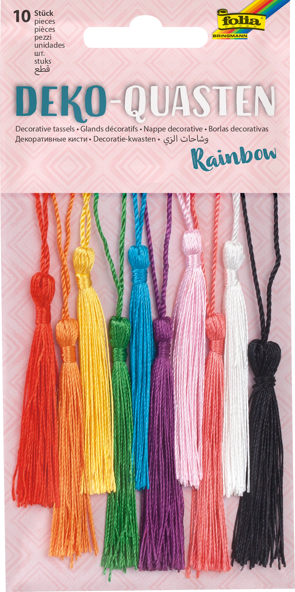 Quasten, Regenbogen, 10 Stück