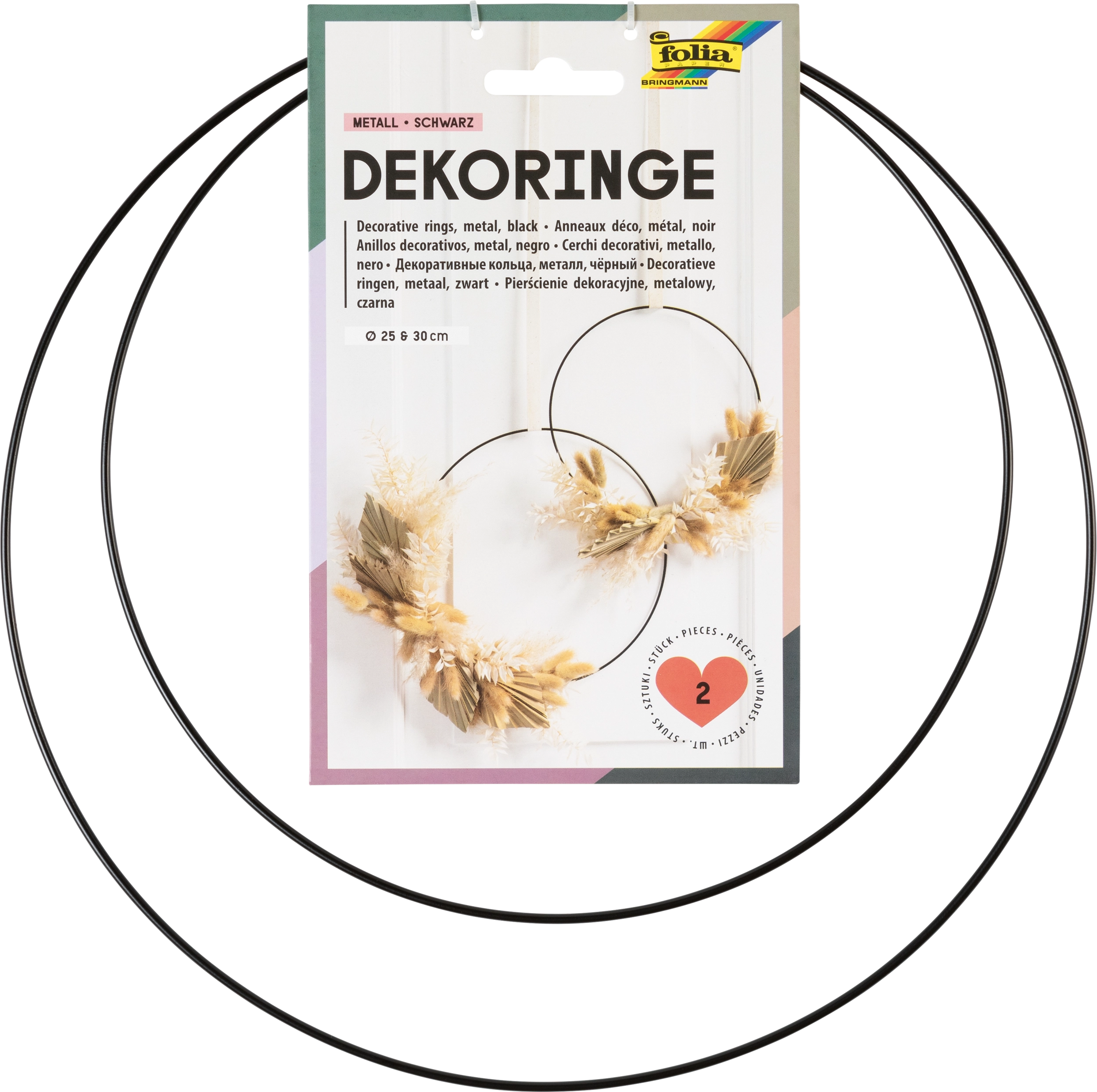 Deko-Ringe, Metall, Schwarz, Ø 25 cm, Ø  30 cm, Ø 25 cm, Ø 30 cm, 2 Stück