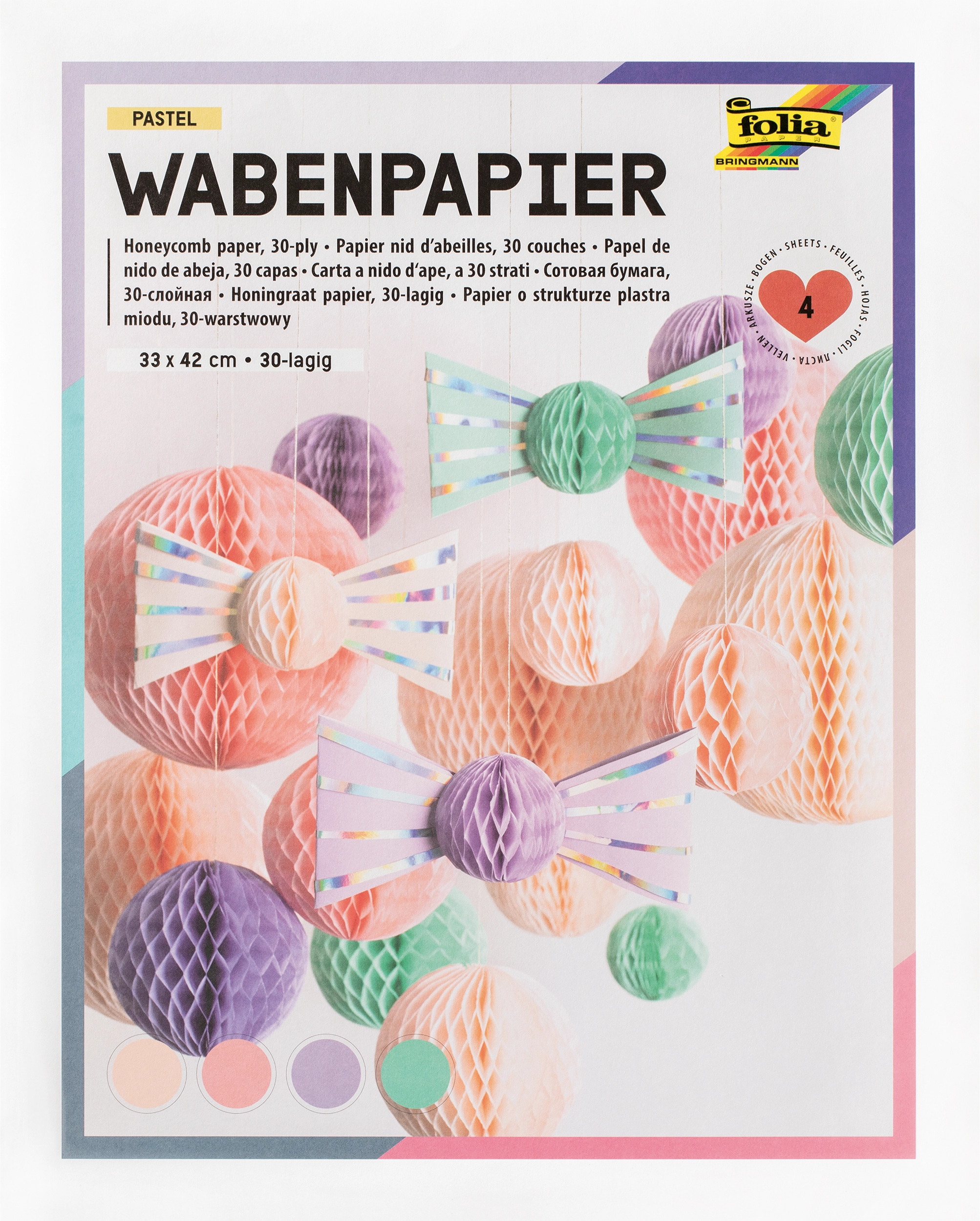 Wabenpapier, Pastell, 33 x 42 cm, 4 Blatt