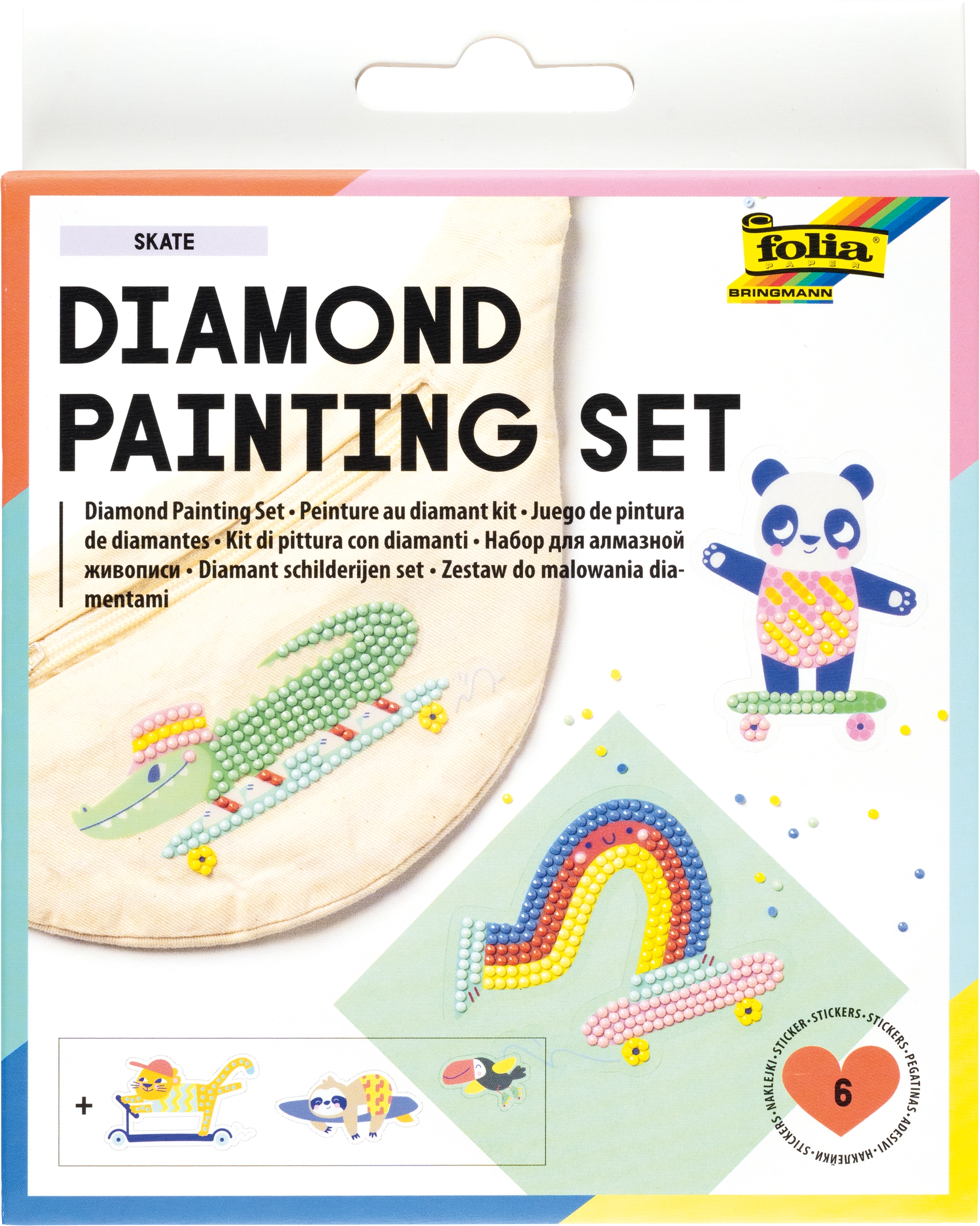 Diamond Painting Set, Skate, 6 Motive