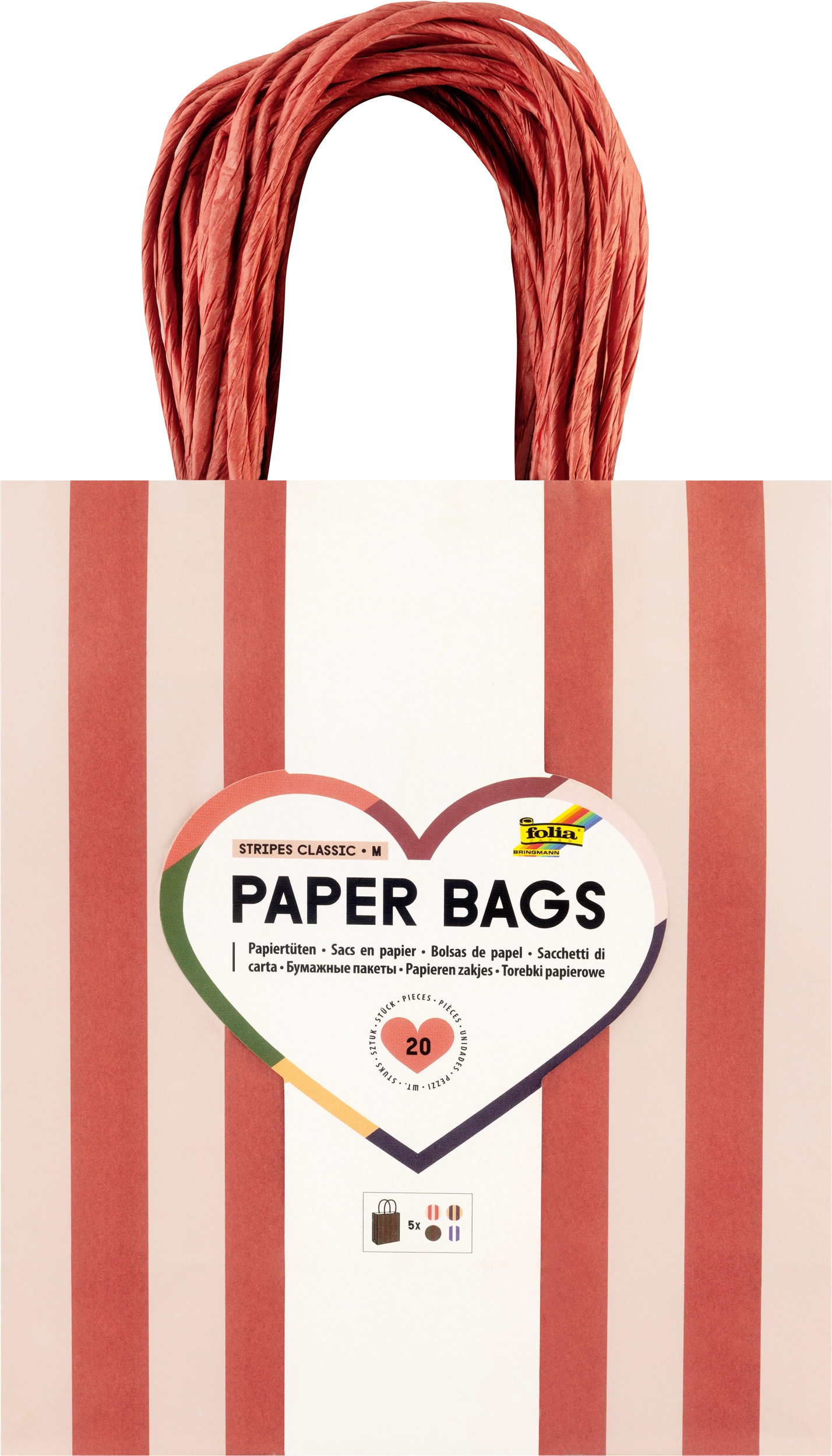 Paper Bags, Stripes, Classic, M, 110 g/m², 20 pieces