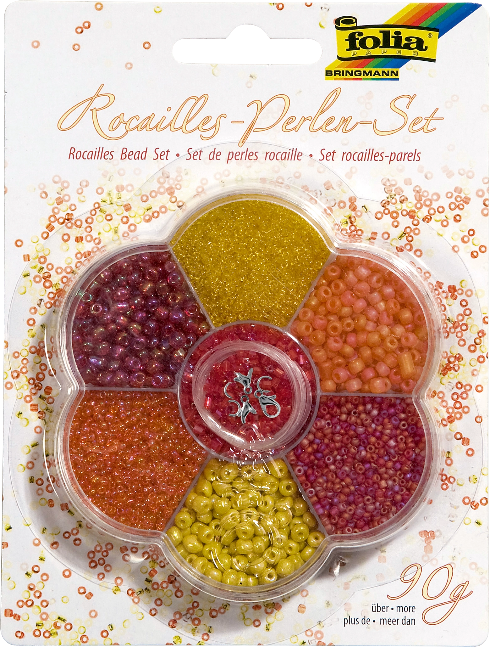Rocailles-Perlen-Set , Gelb / Rot