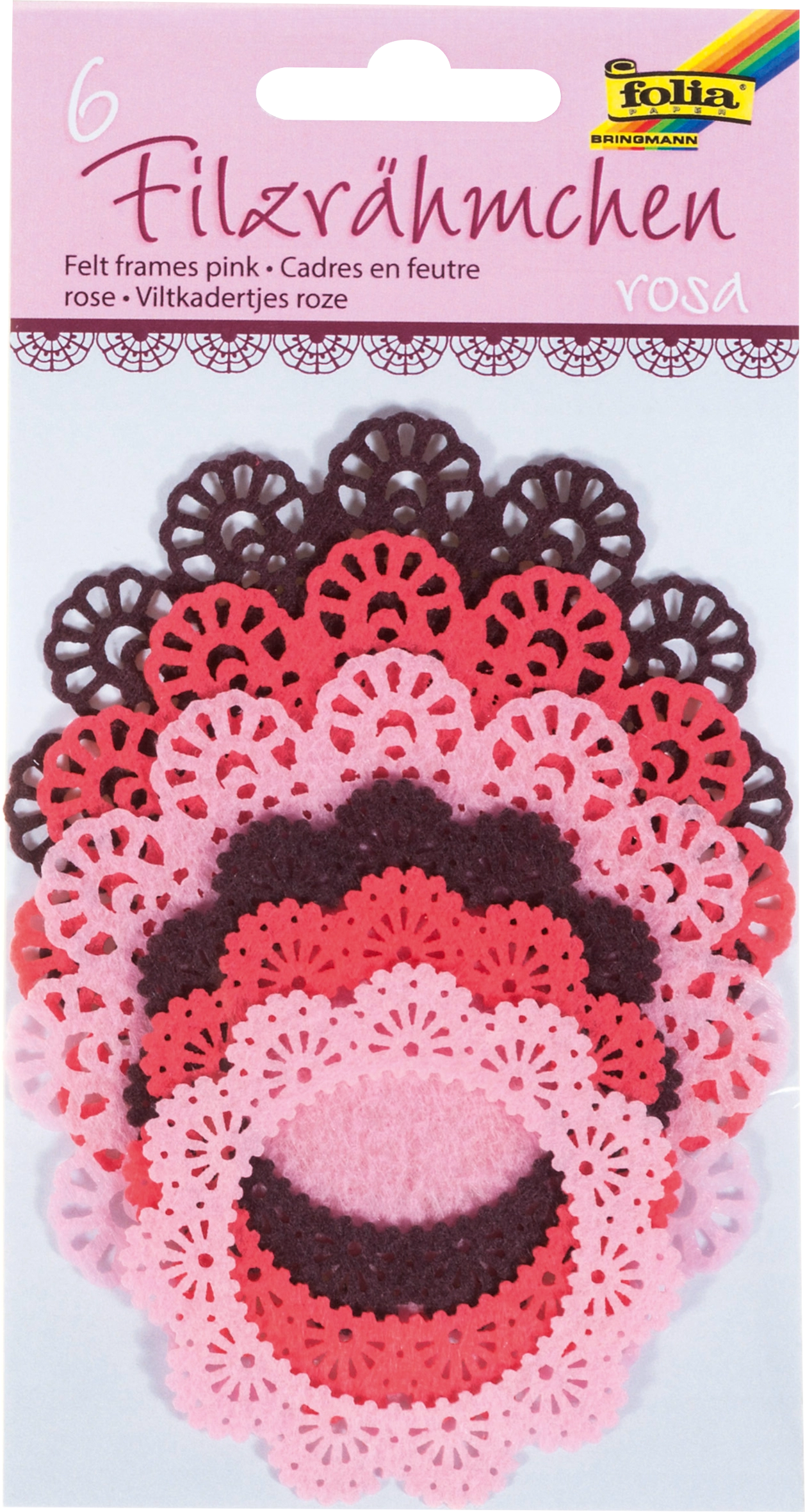 Felt Frames, Tone in Tone, Rose, 6 pieces