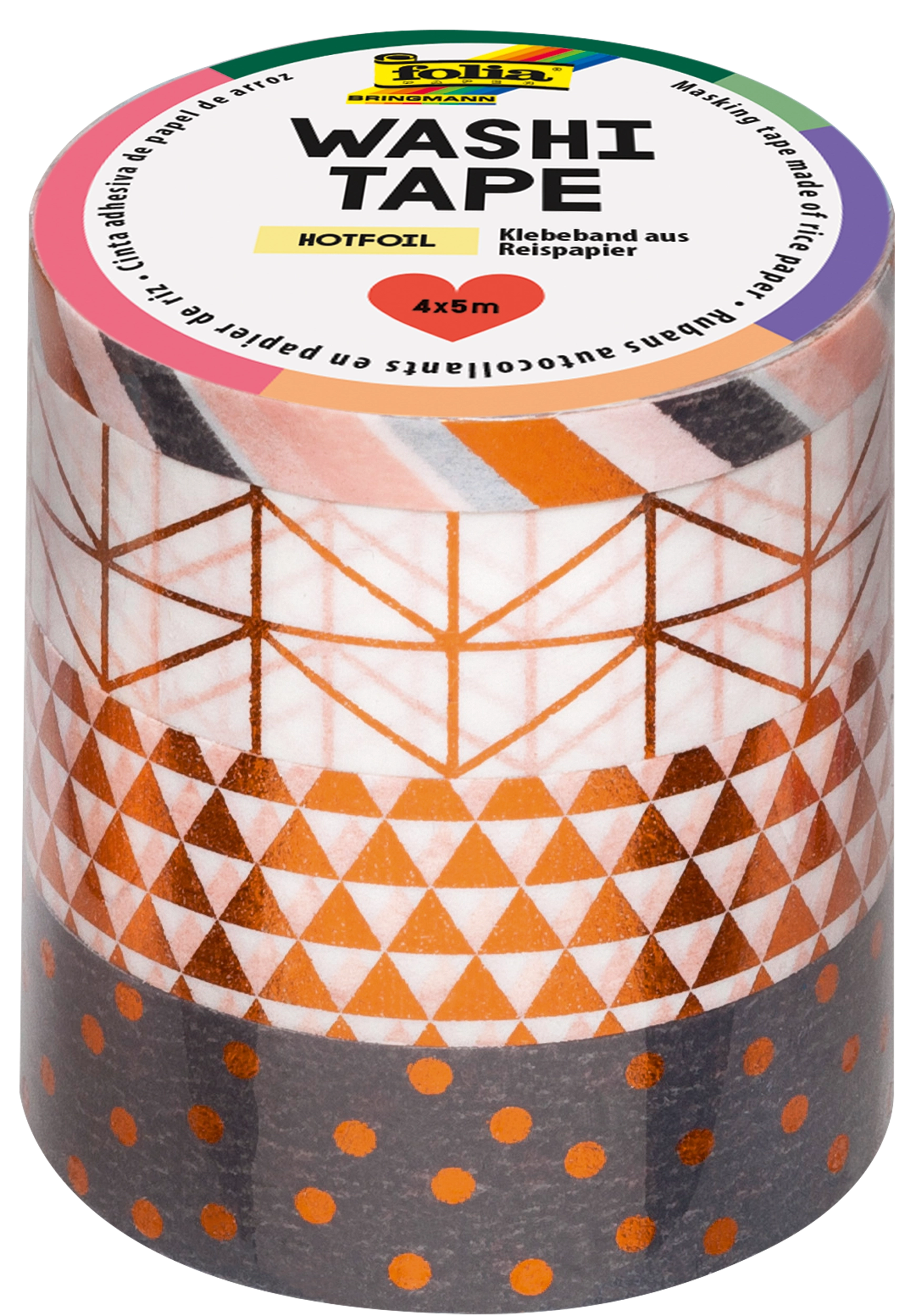 Washi Tape, Kupfer, 4x 5 m, 4 Rollen