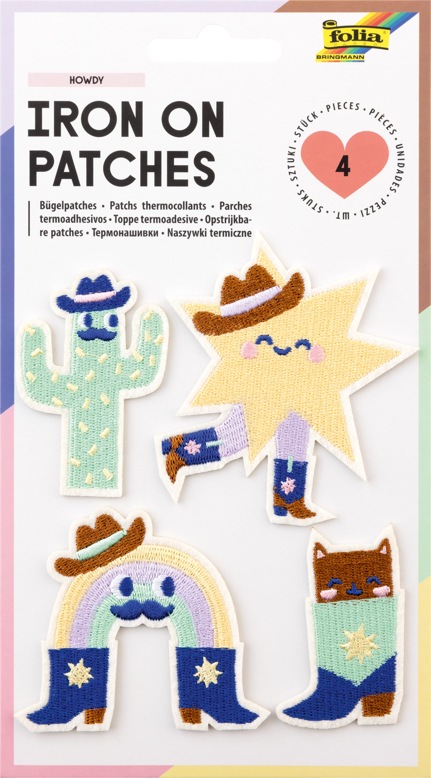 Bügelpatches, Howdy, 4 Stück