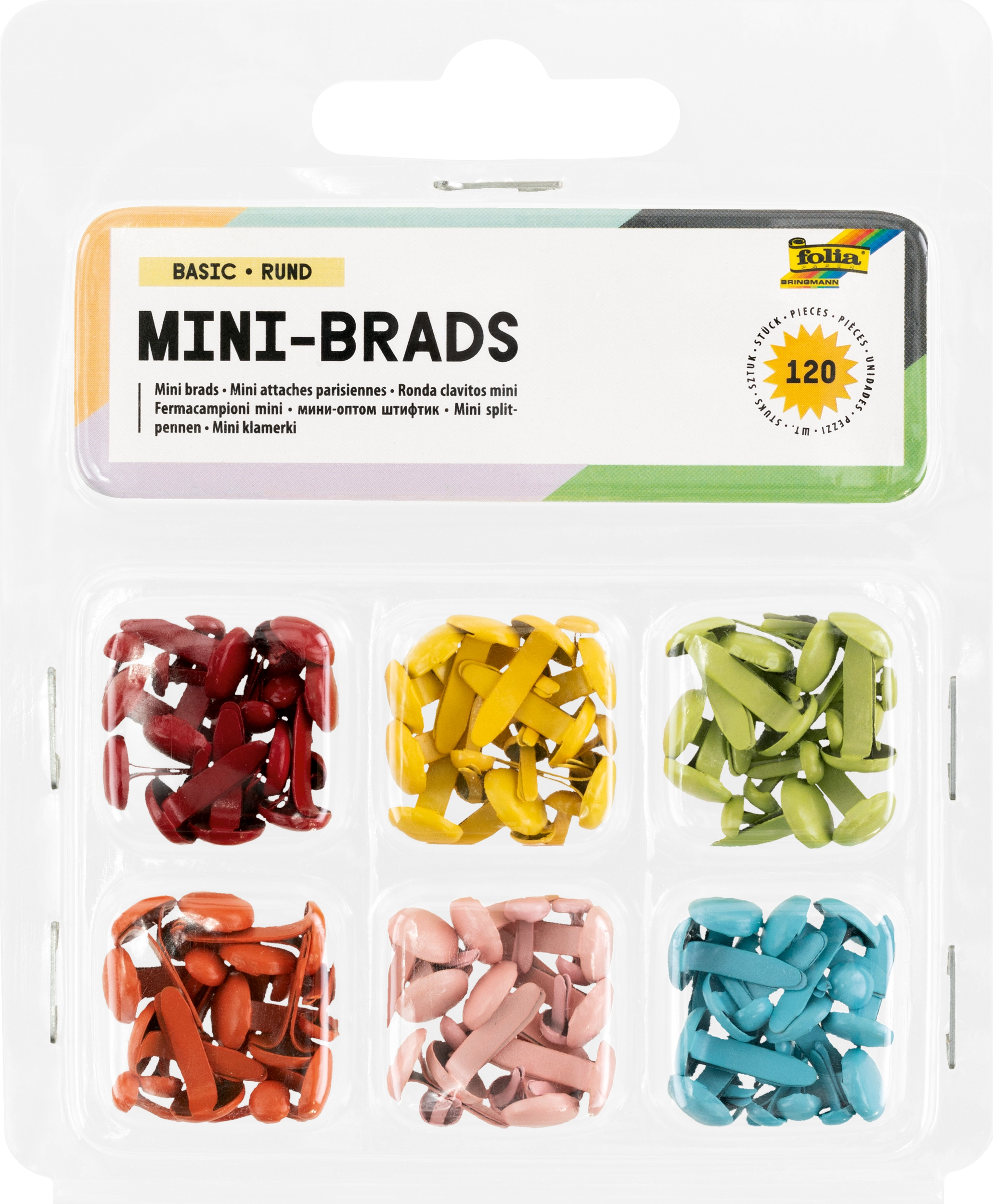 Mini-Brads, Basic, Rund, 120 Stück