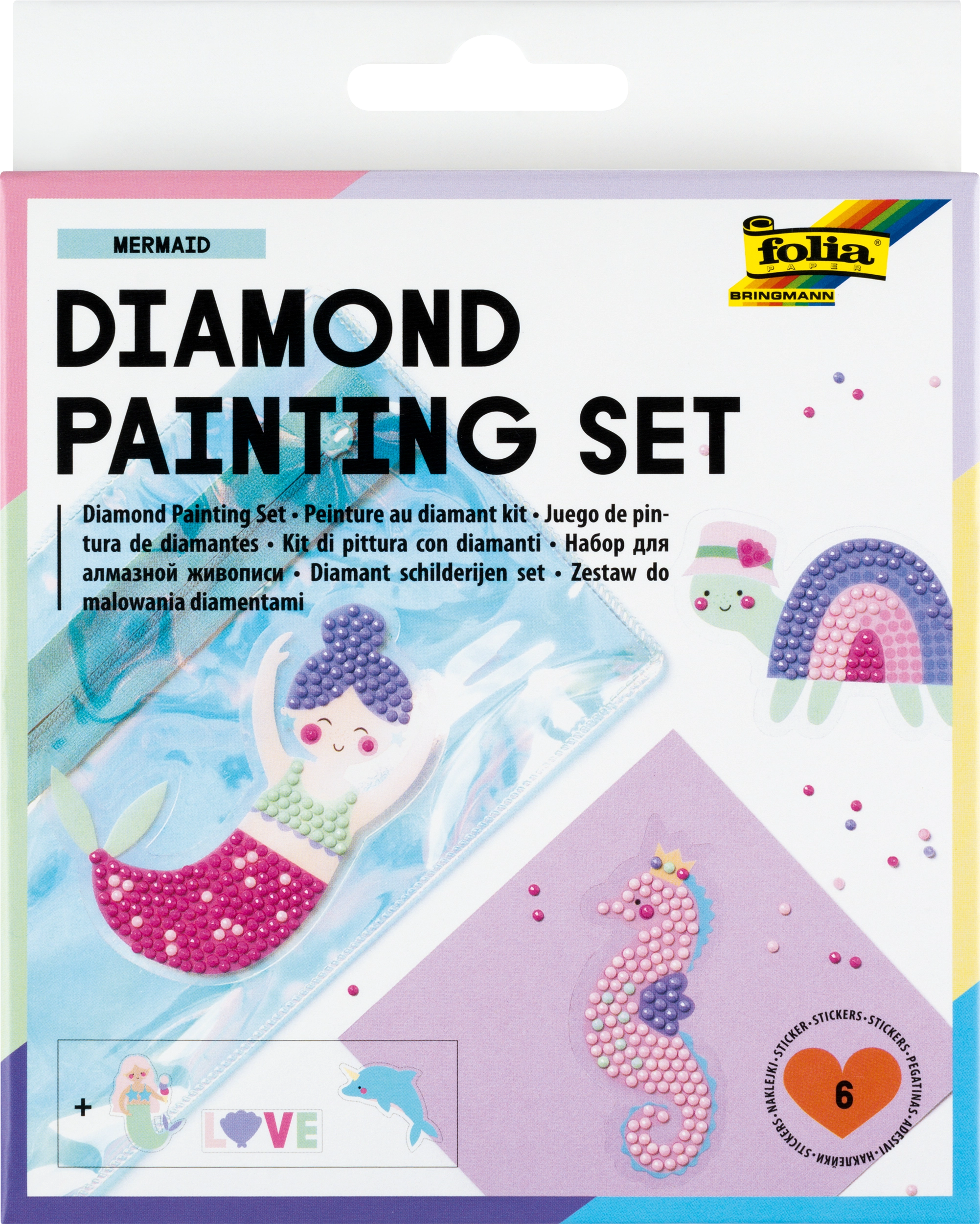 Diamond Painting Set, Mermaid, 6 Motive